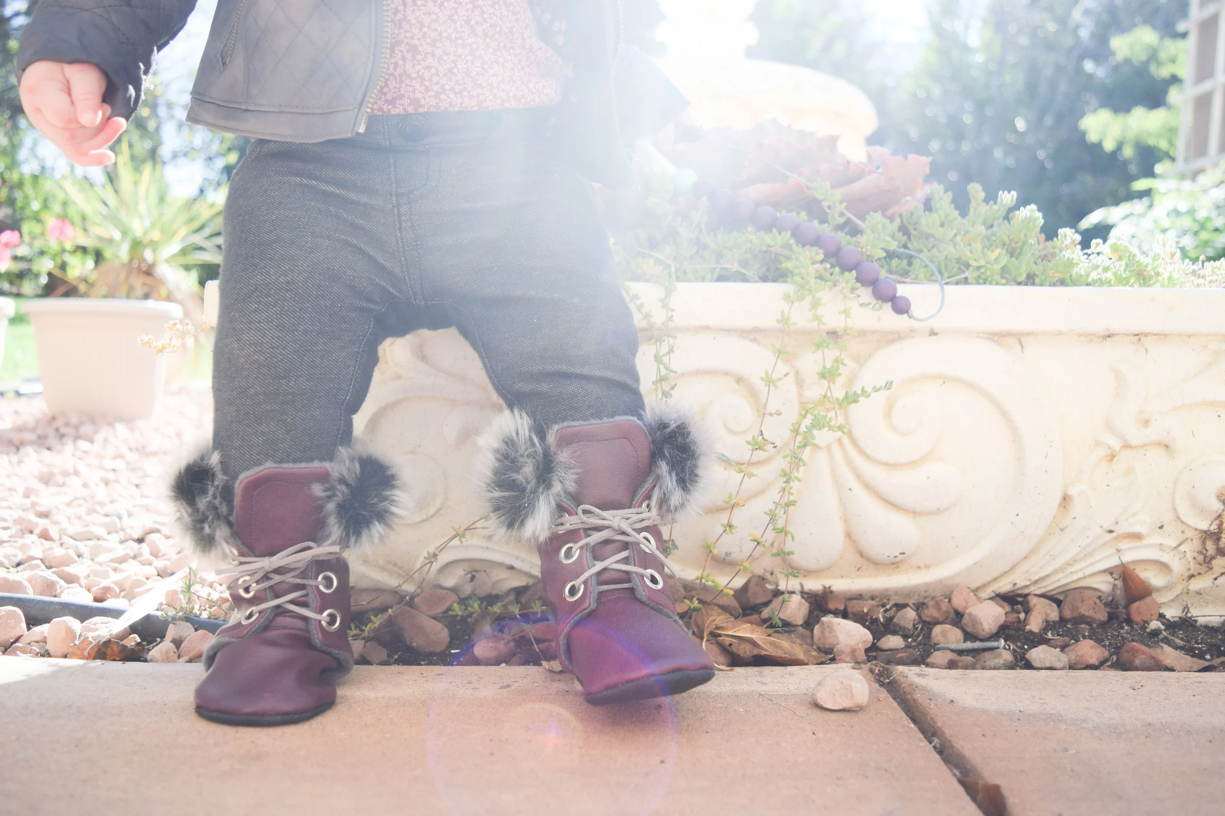 BABY FASHION | A baby leather jacket, baby infinity scarf and baby fur combat boots