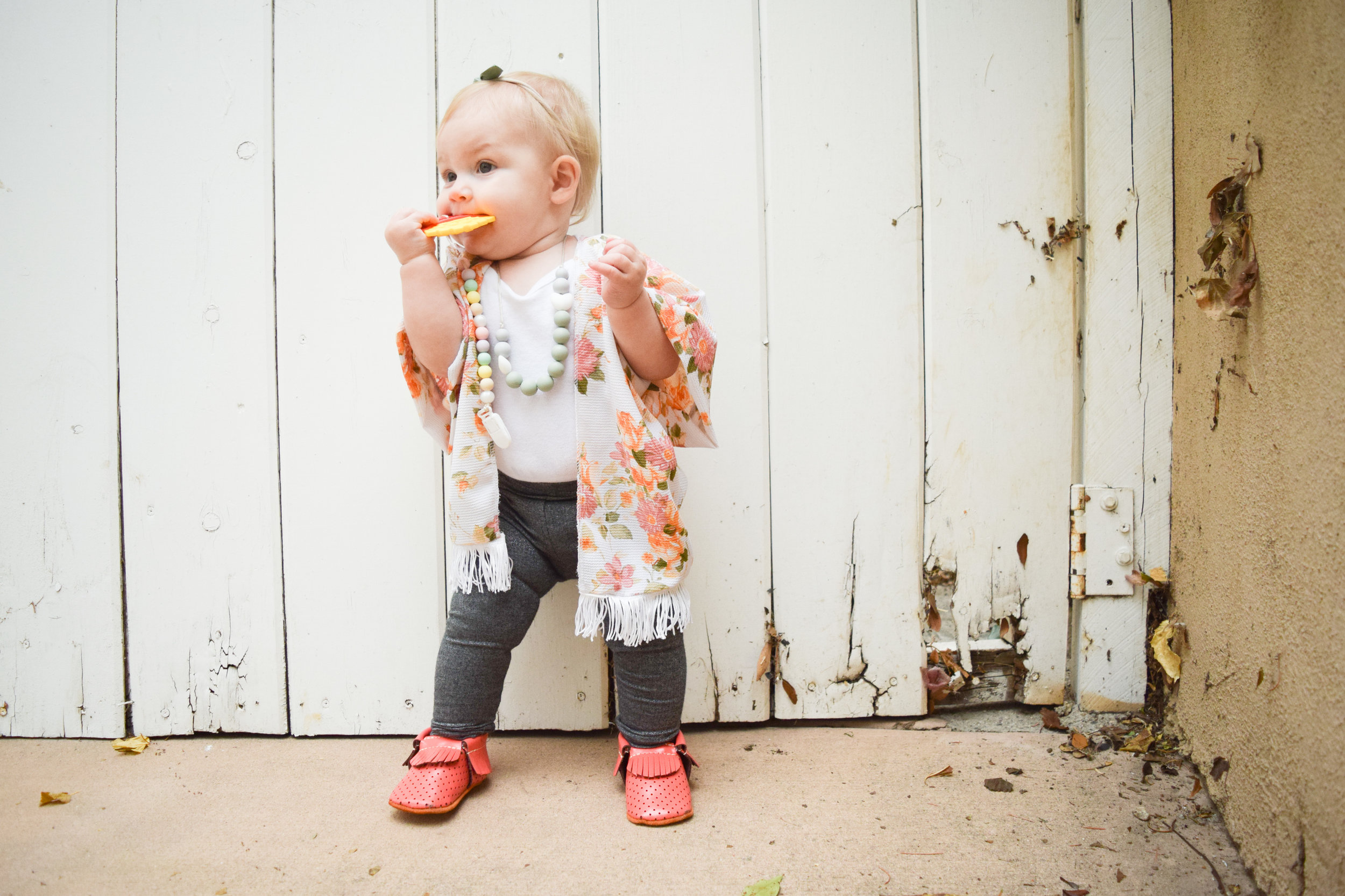 Baby Floral Kimono and Silver Baby Leggings