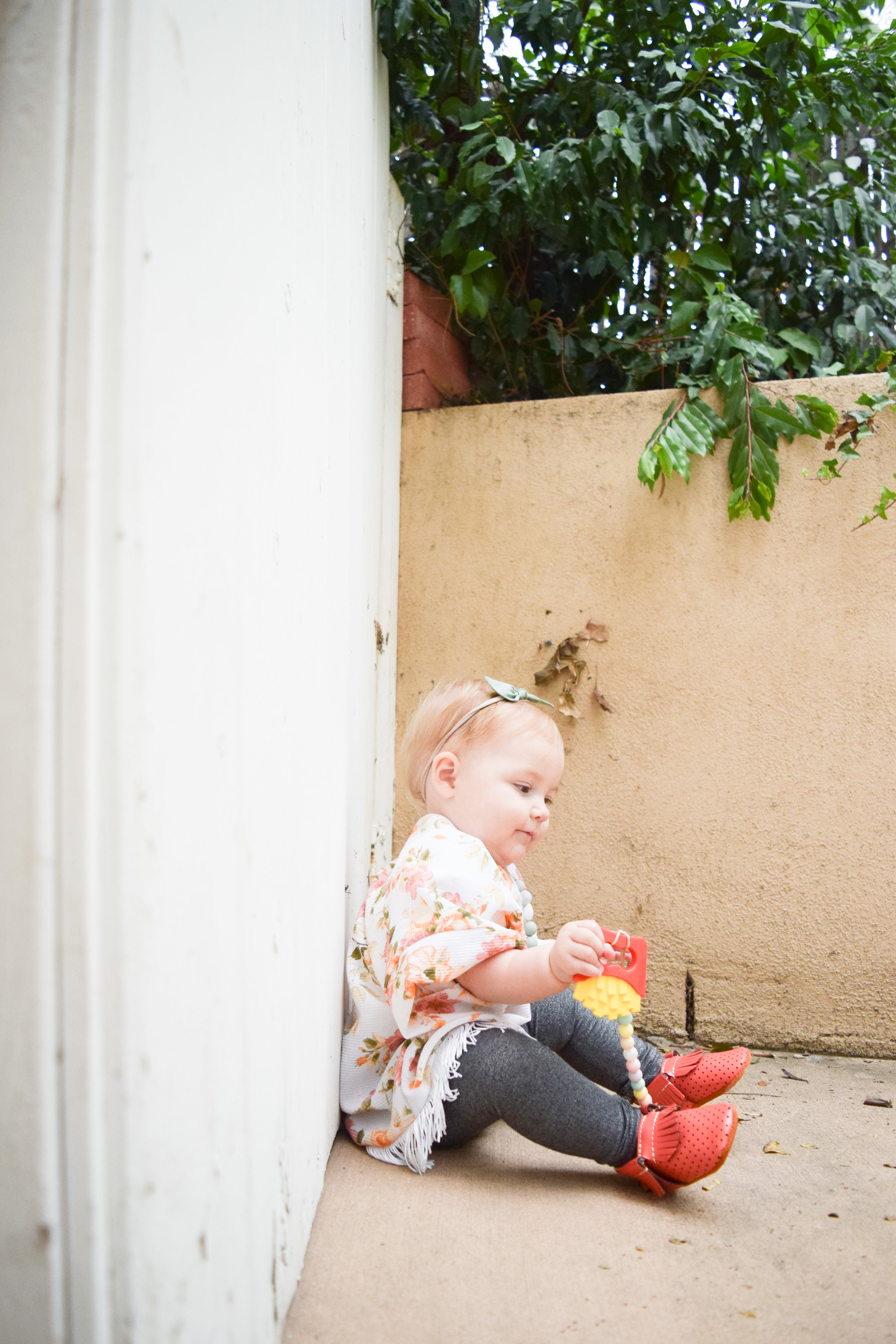 Baby Floral Kimono and Silver Baby Leggings