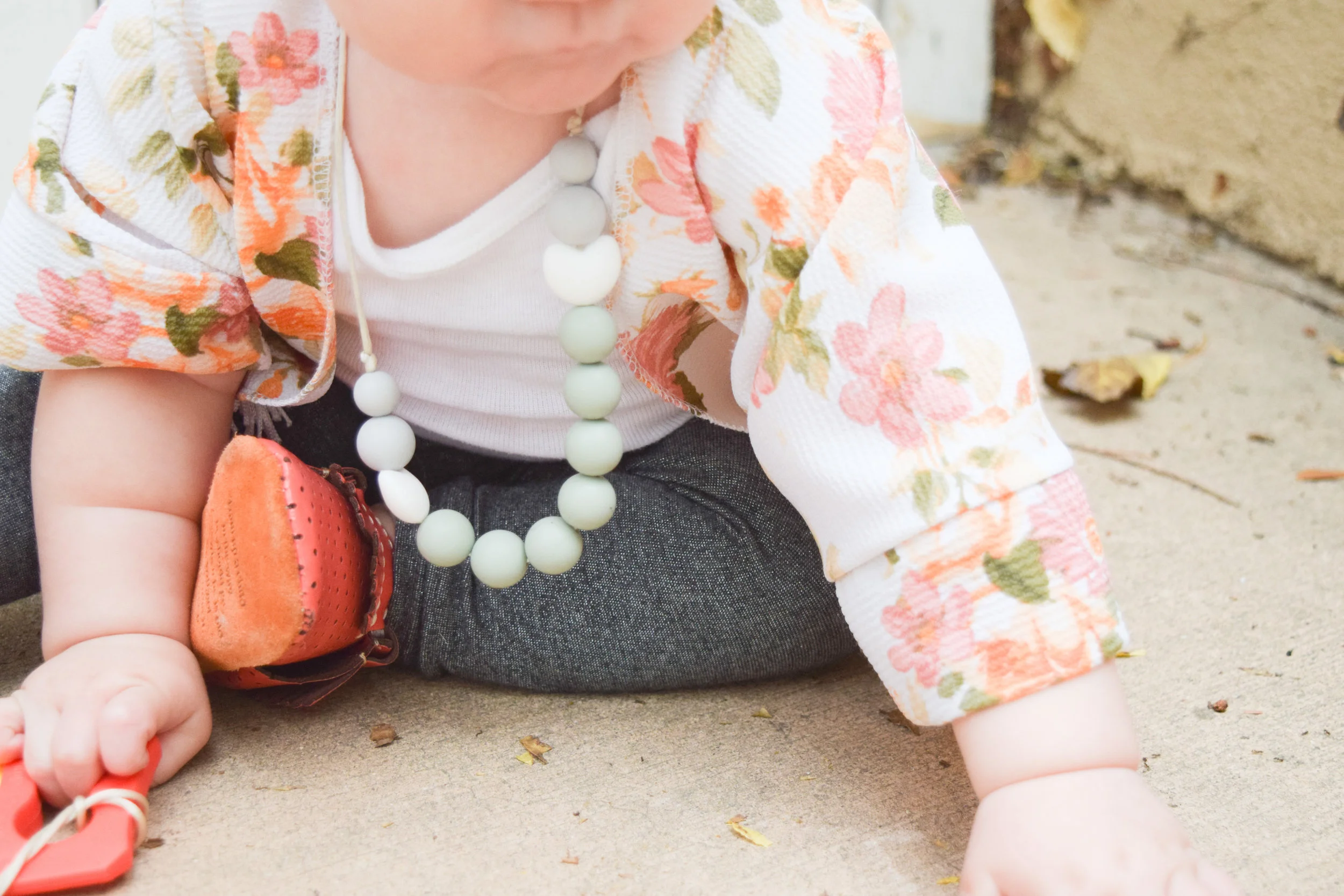 Baby Floral Kimono and Silver Baby Leggings