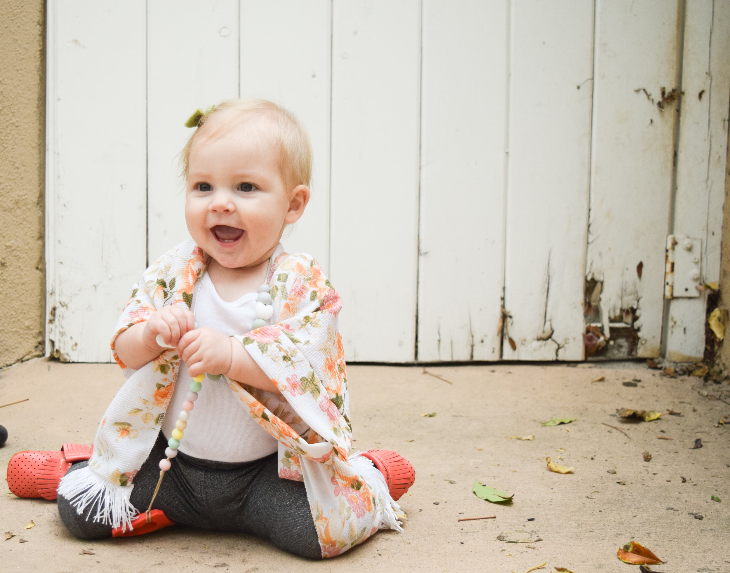 Baby Floral Kimono and Silver Baby Leggings