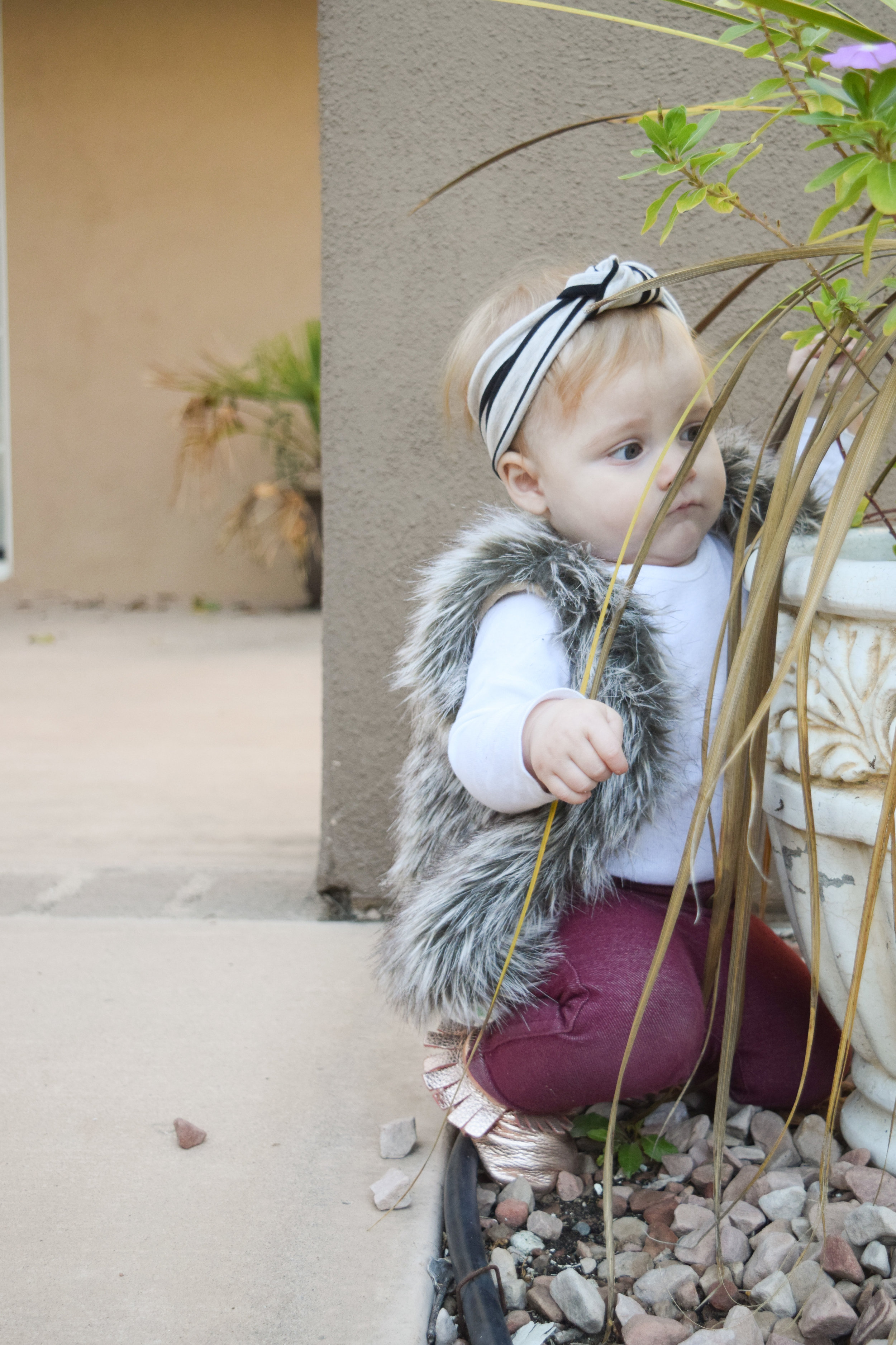 Baby Fashion - Baby Fur Vest, Rose Gold Baby Moccasins, Baby Headbands