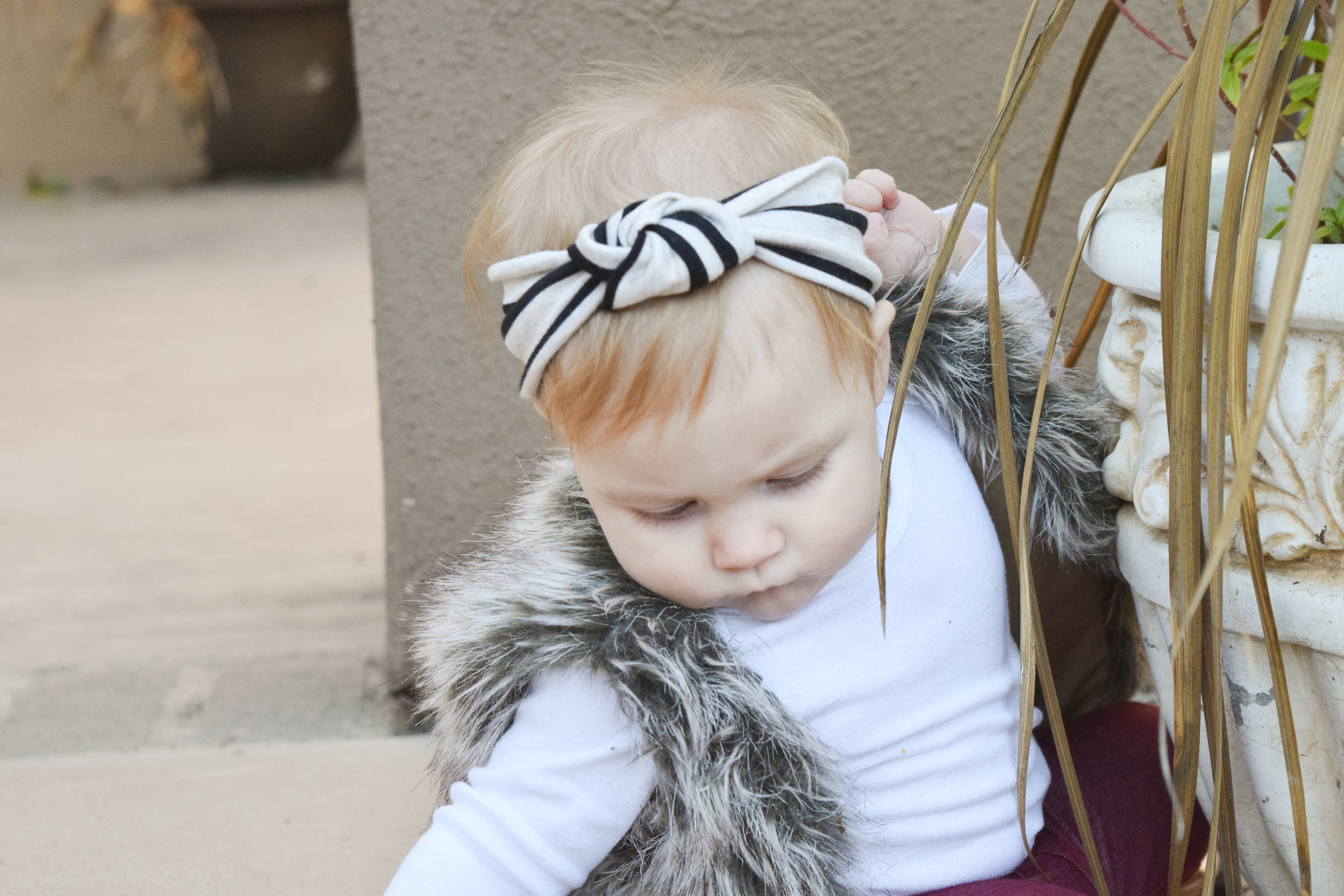Baby Fashion - Baby Fur Vest, Rose Gold Baby Moccasins, Baby Headbands