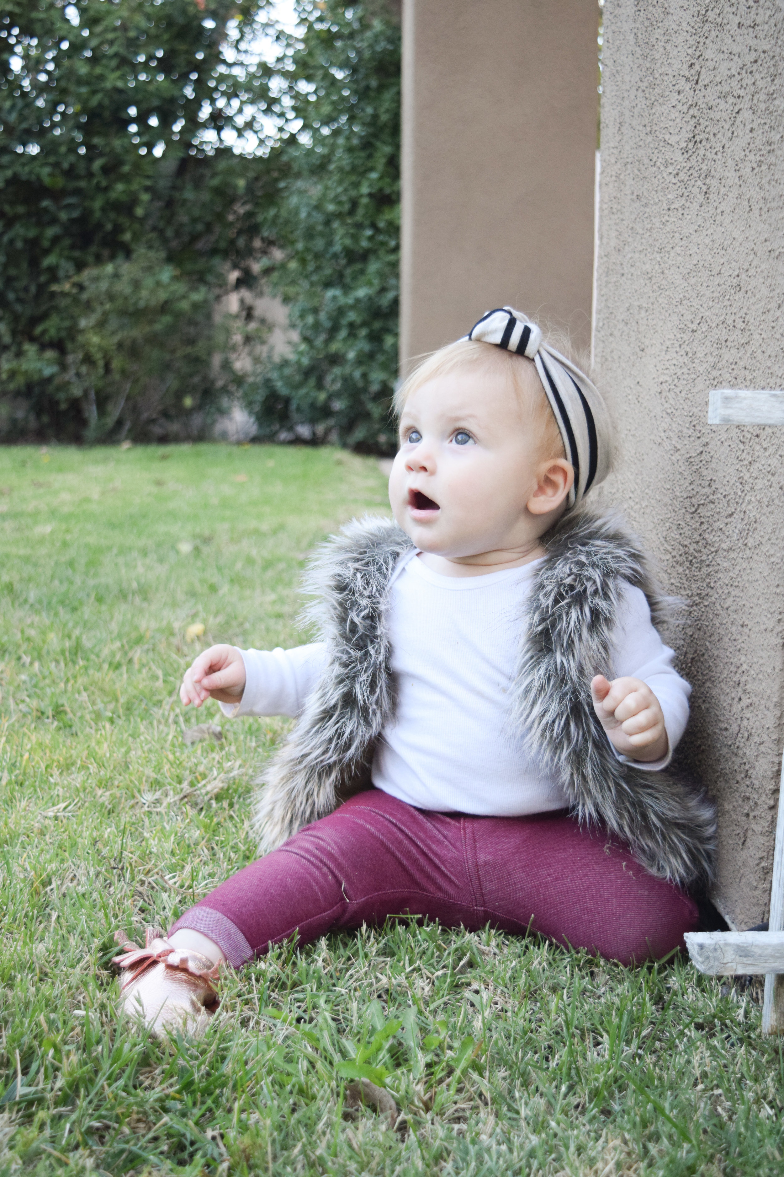 Baby Fashion - Baby Fur Vest, Rose Gold Baby Moccasins, Baby Headbands