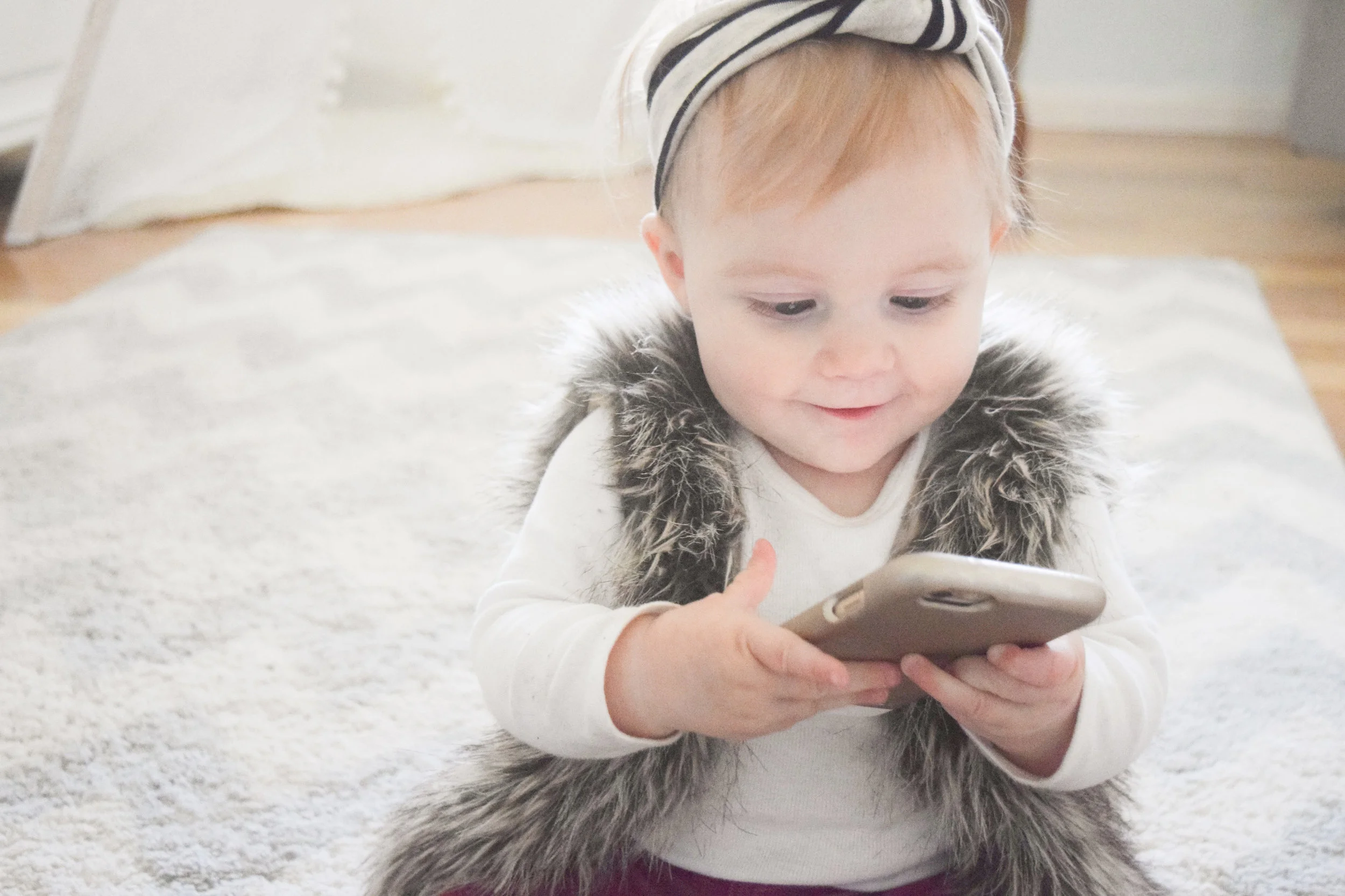 Baby Fashion - Baby Fur Vest, Rose Gold Baby Moccasins, Baby Headbands