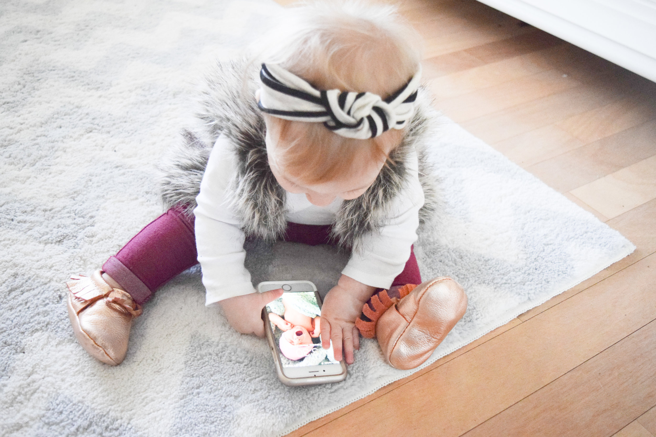 Baby Fashion - Baby Fur Vest, Rose Gold Baby Moccasins, Baby Headbands