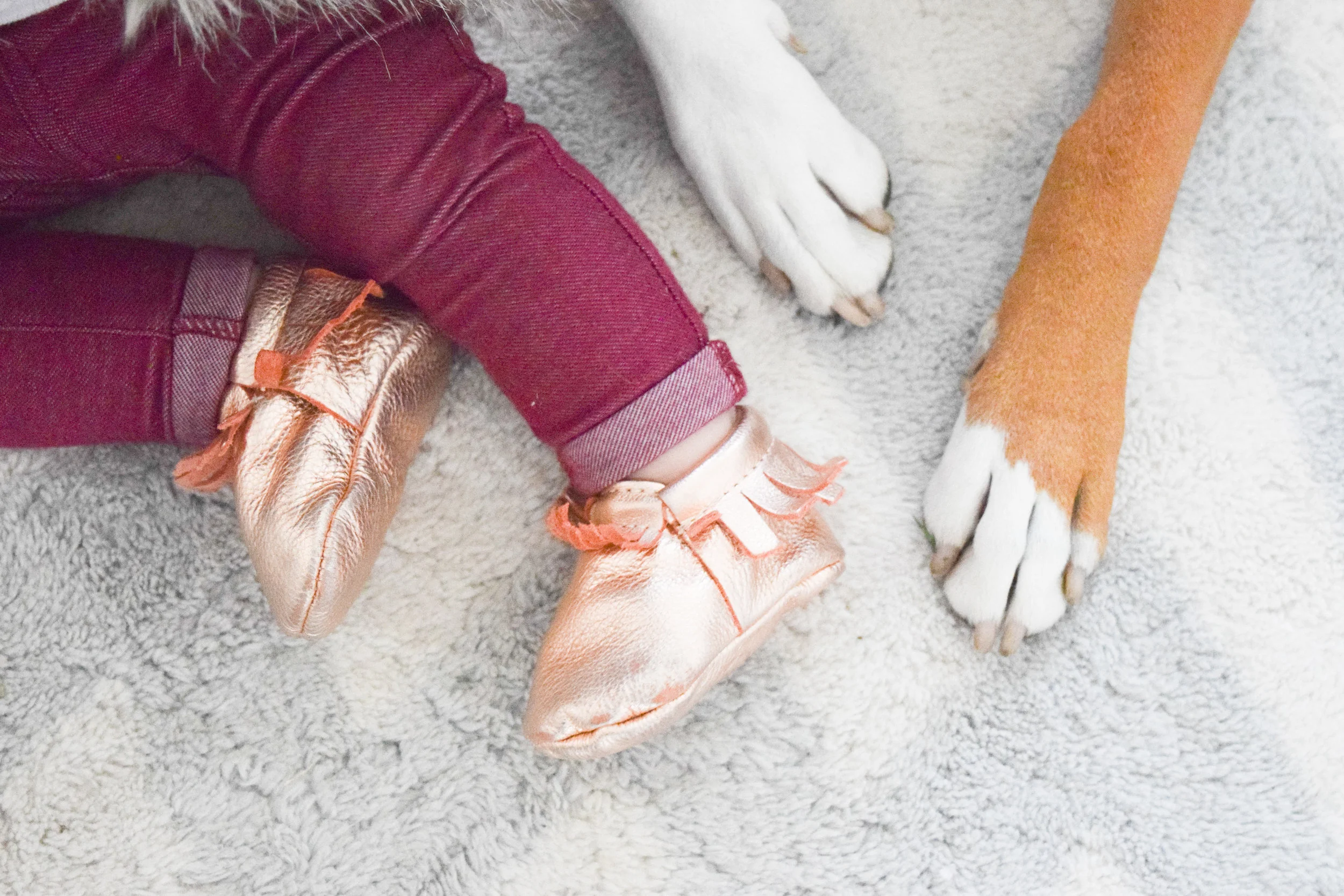 Baby Fashion - Baby Fur Vest, Rose Gold Baby Moccasins, Baby Headbands