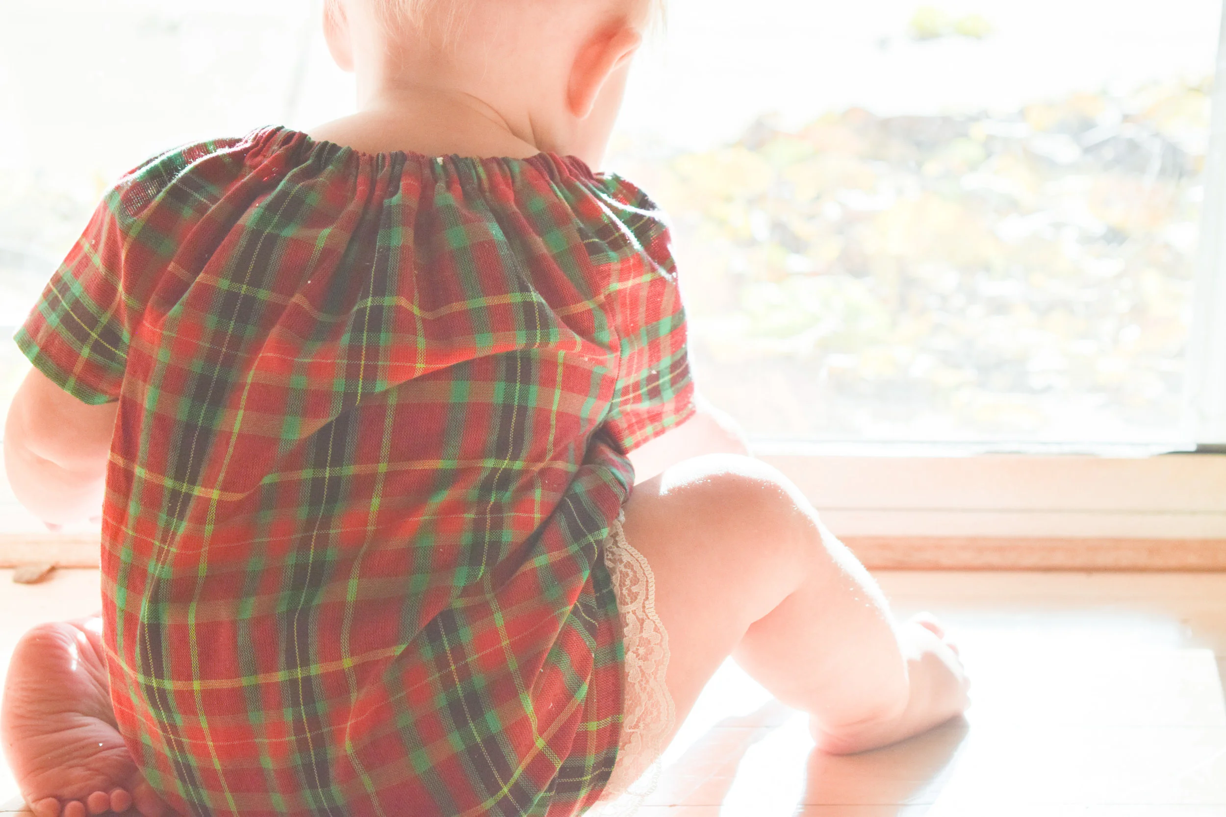 BABY FASHION | A Baby Christmas Dress - Plaid Baby Dress - Silver Baby Shoes - Dainty Baby Bow
