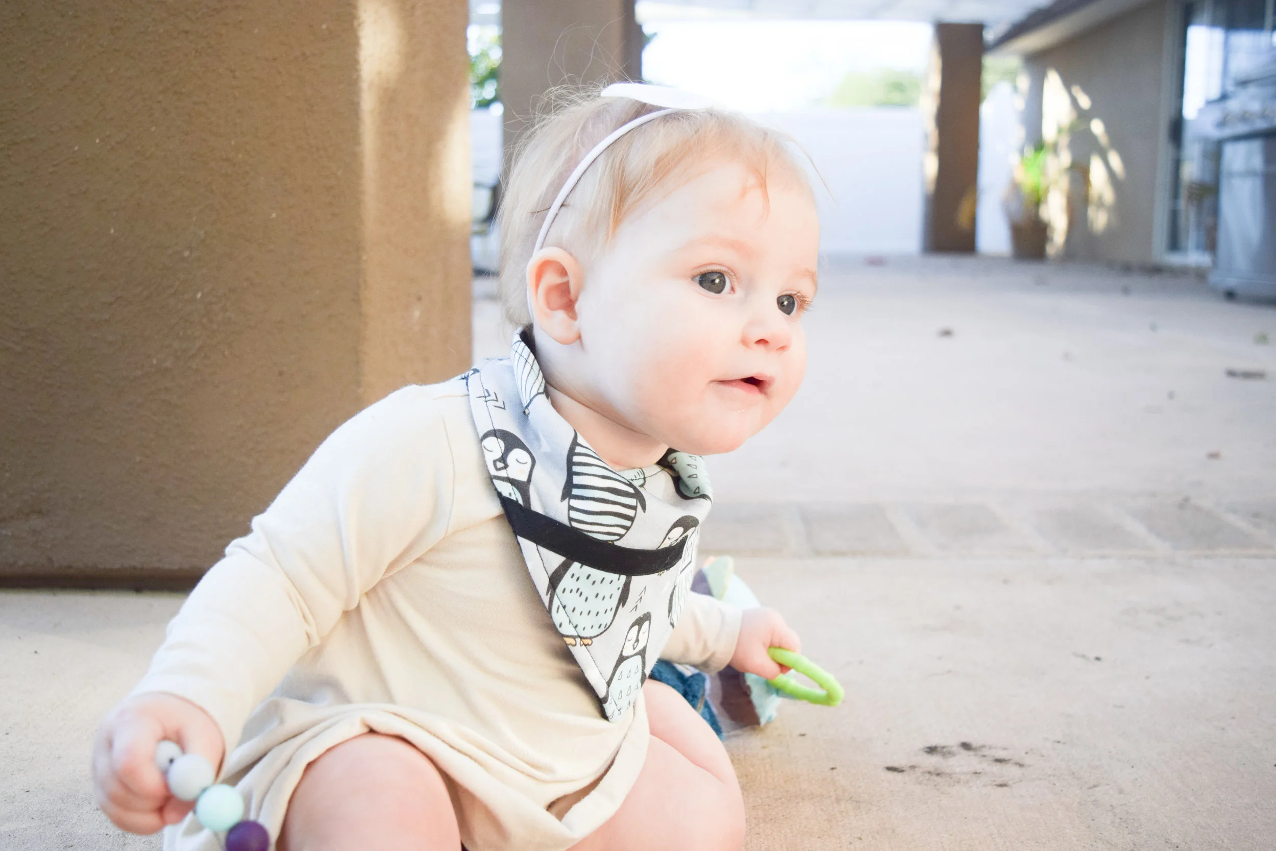 BABY FASHION - Baby Bib, White Baby Bow, Teal Baby Boots, Tan Baby Dress