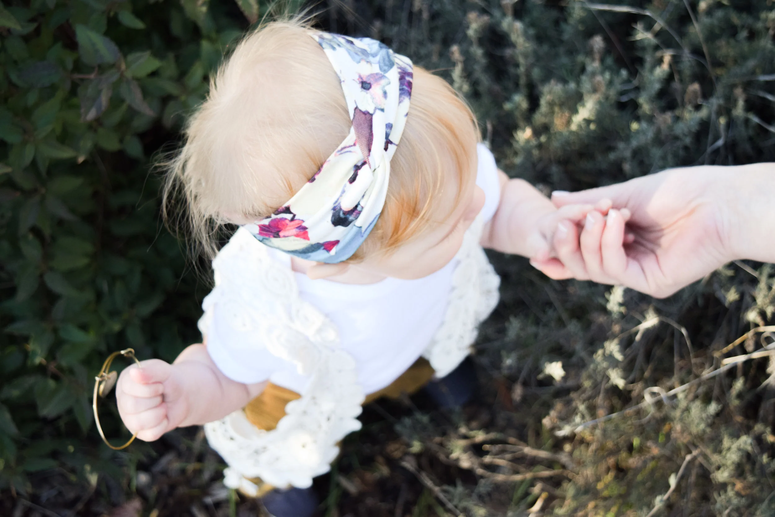 BABY FASHION | Gold Velvet Baby Bell Bottoms, floral print baby headwrap, boho baby outfit