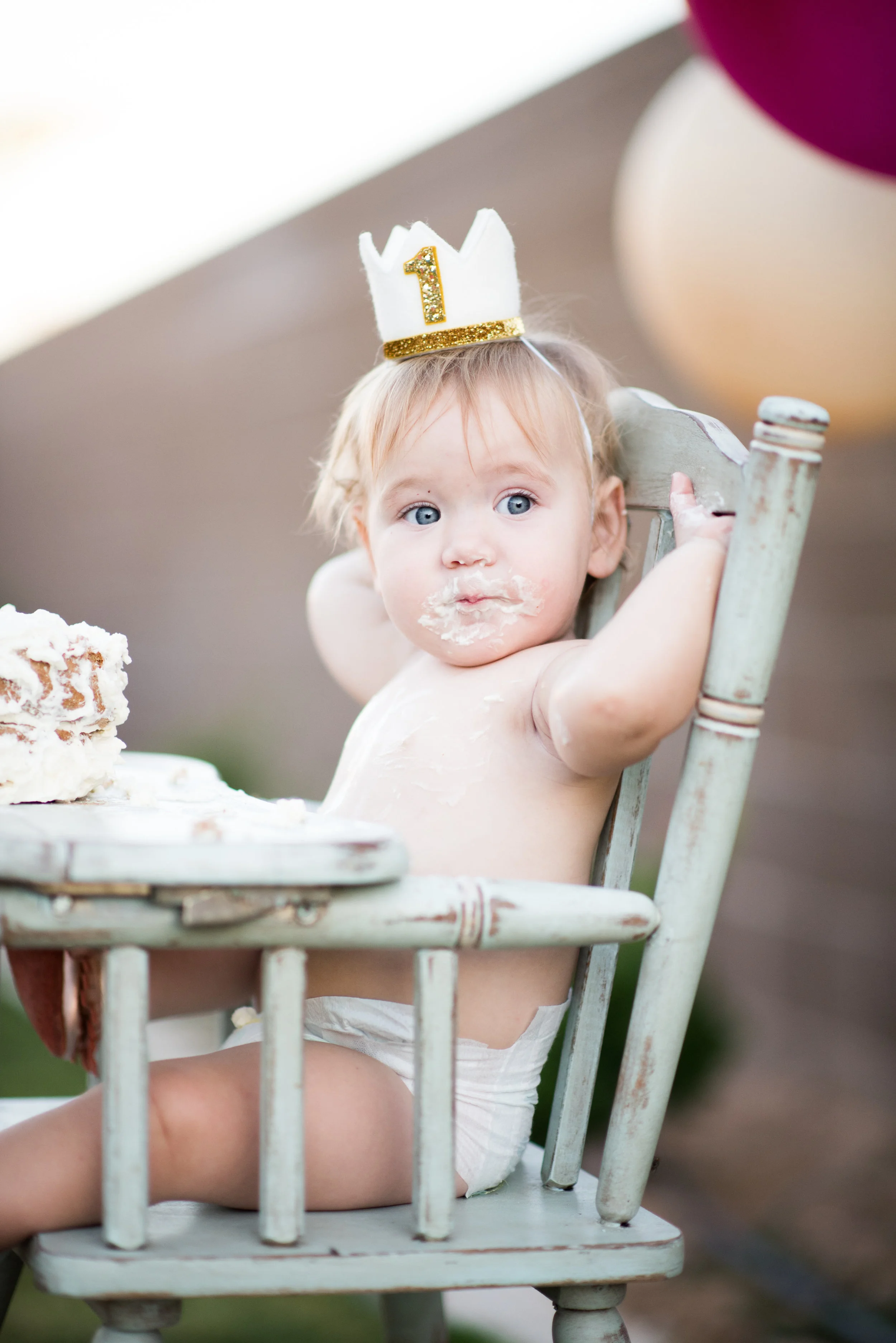 Baby Girl's First Birthday Cake Smash