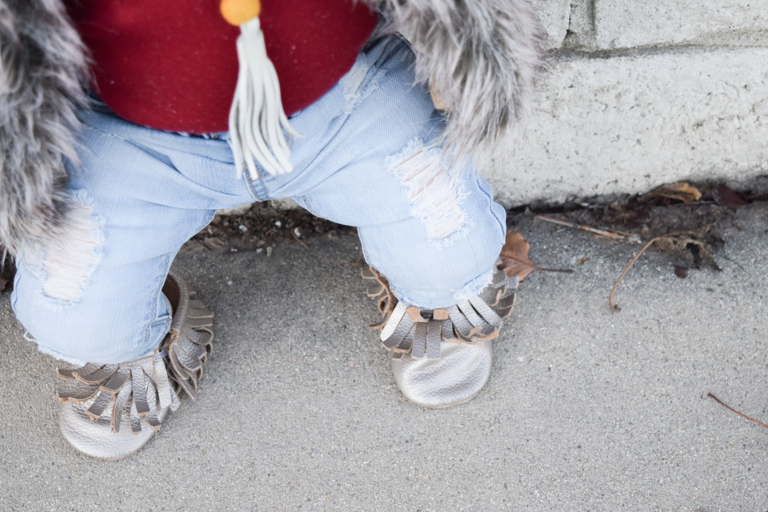 Baby Fashion - Baby Fur Vest + Baby Ripped Jeans
