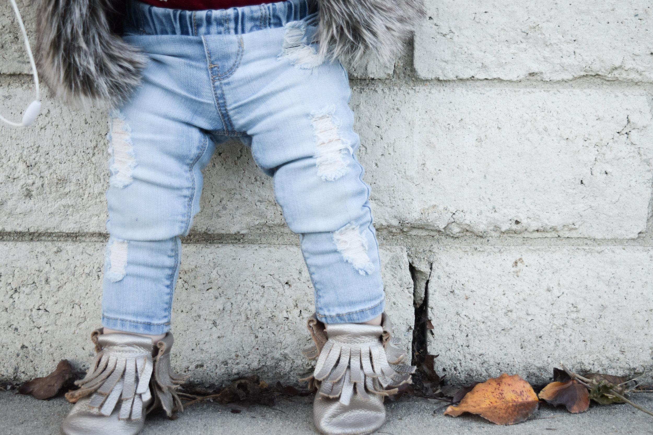 Baby Fashion - Baby Fur Vest + Baby Ripped Jeans
