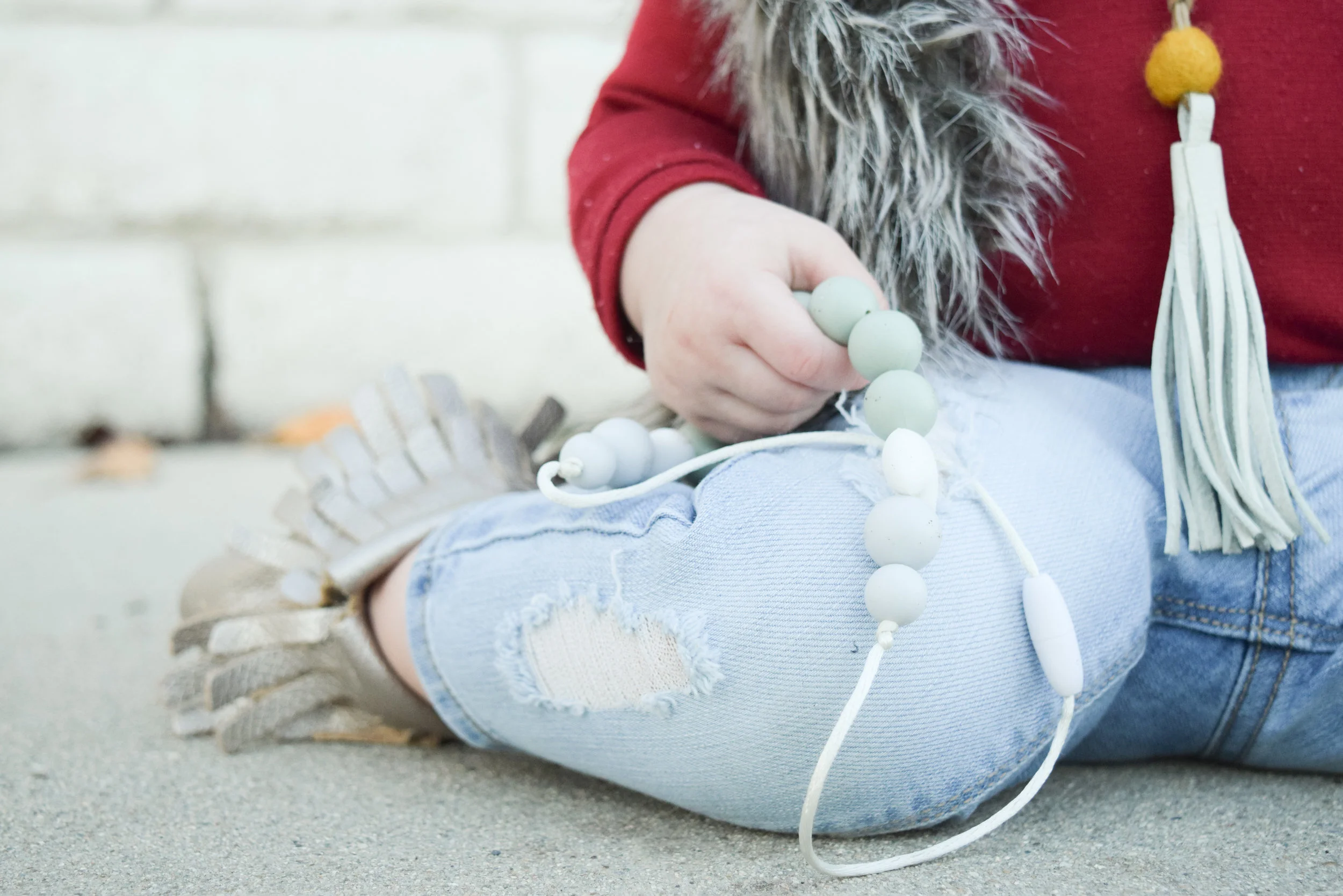 Baby Fashion - Baby Fur Vest + Baby Ripped Jeans