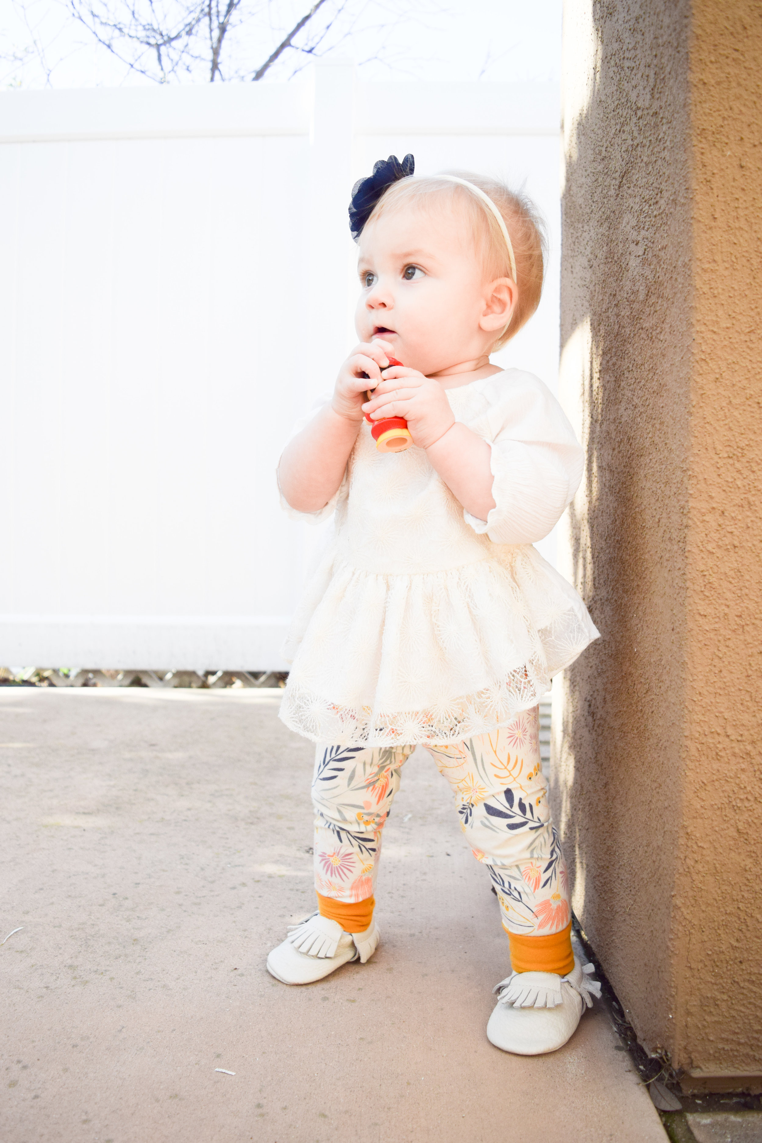 Baby Fashion - Yellow Floral Print Baby Leggings