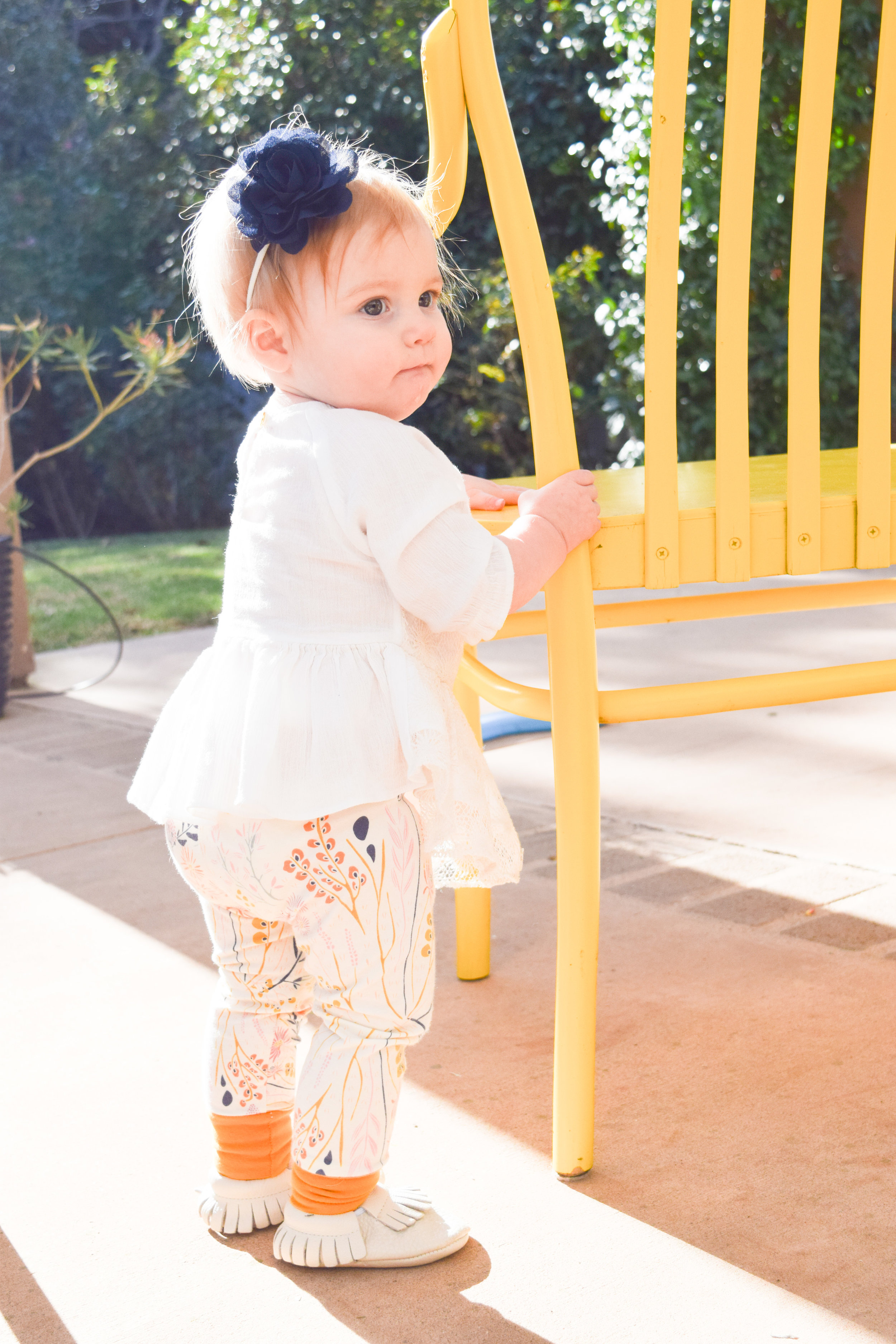 Baby Fashion - Yellow Floral Print Baby Leggings