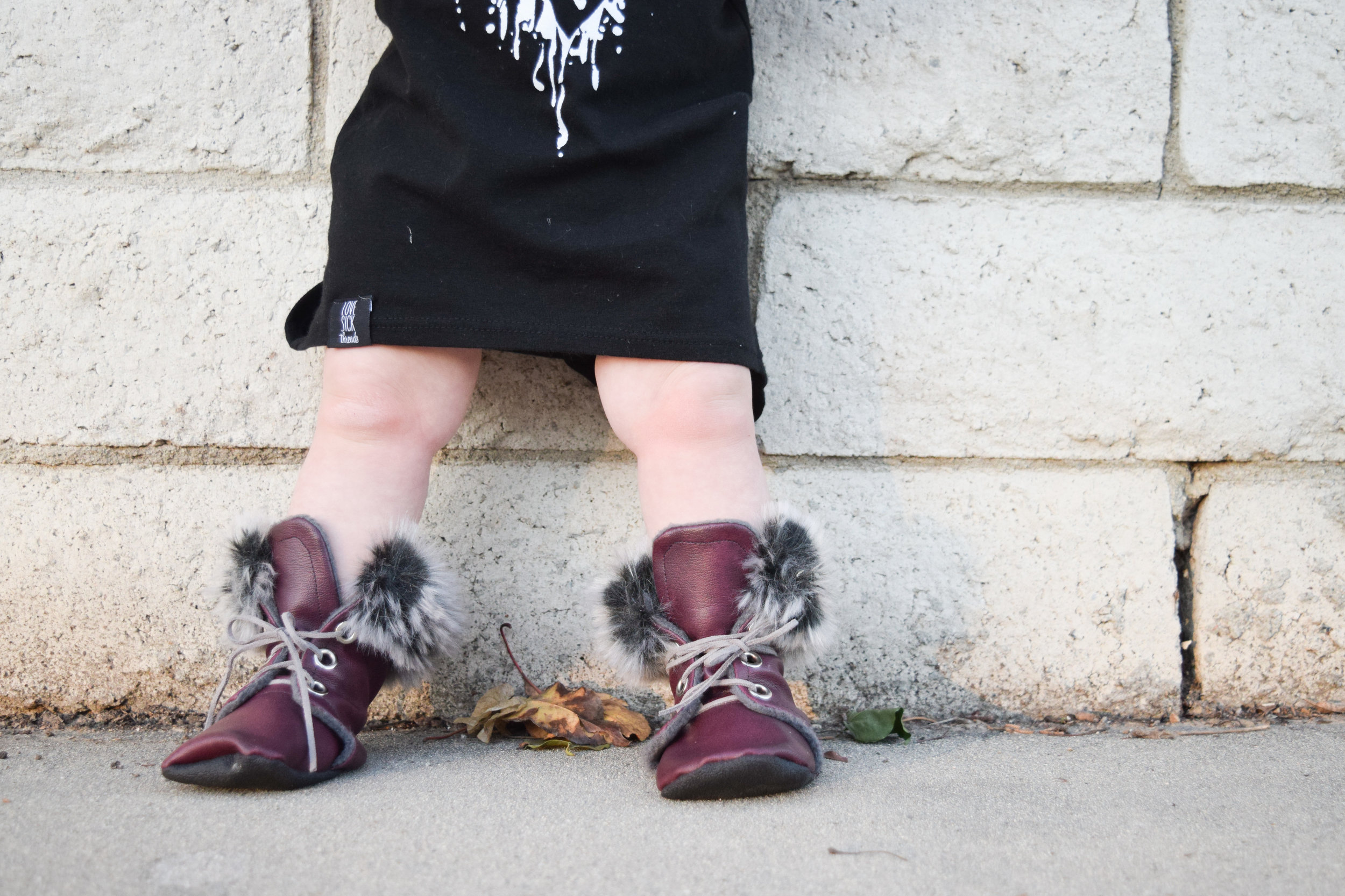 BABY FASHION - high low baby heart dress, baby leather boots, baby slouch beanie