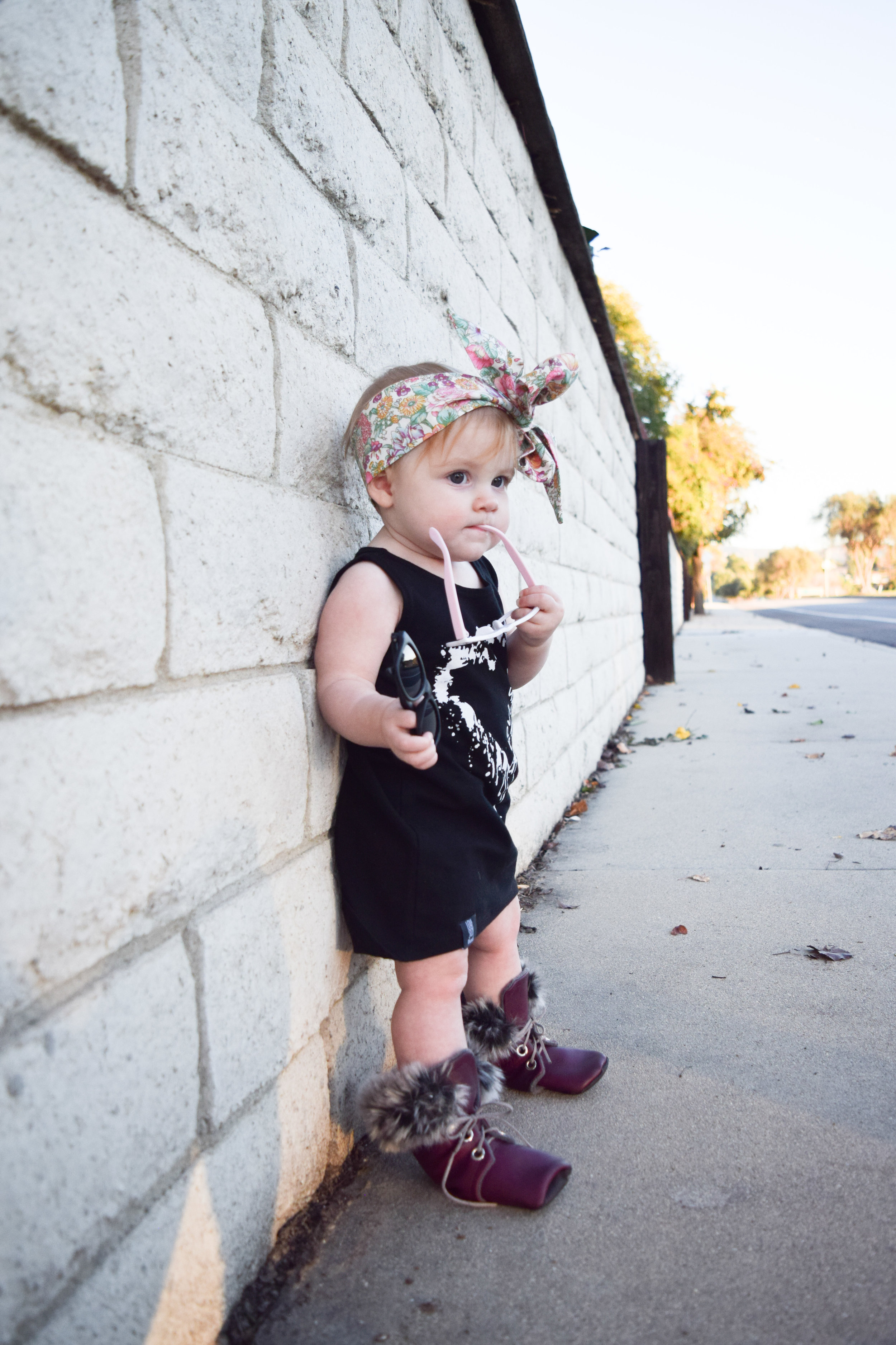 BABY FASHION - high low baby heart dress, baby leather boots, baby slouch beanie