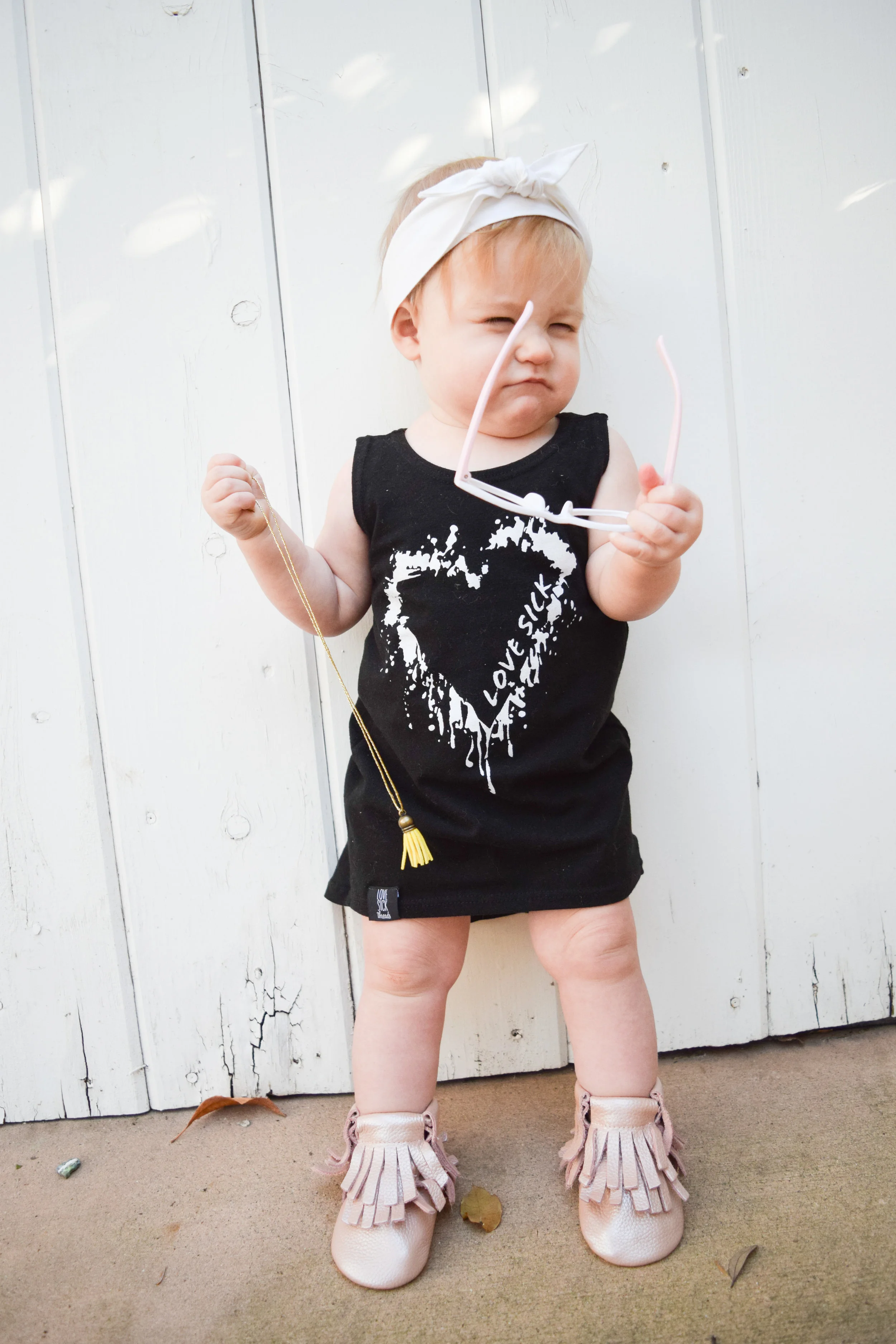BABY FASHION - high low baby heart dress, baby leather boots, baby slouch beanie