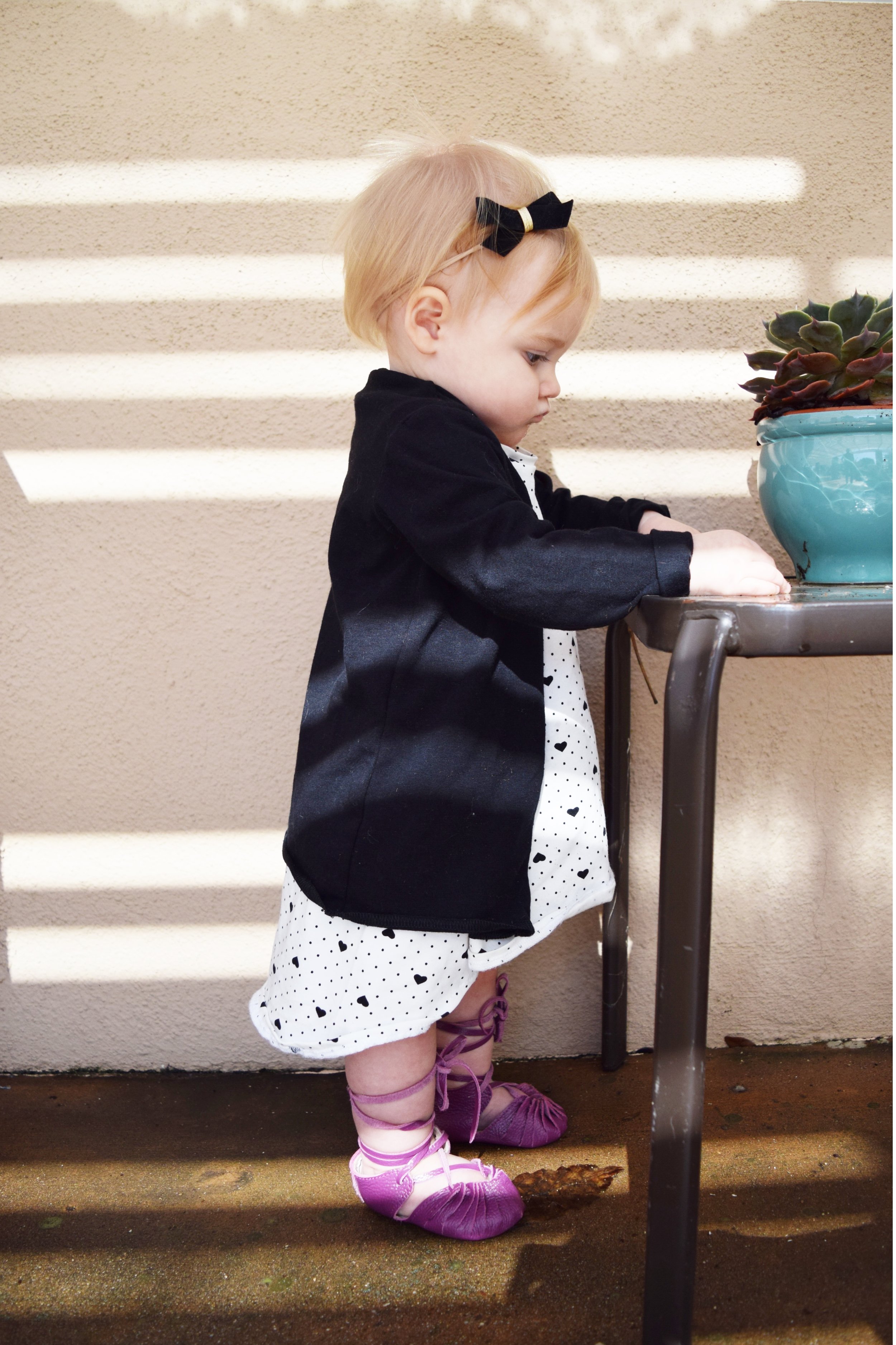  BABY FASHION | Baby Heart Dress, Baby Lace Up Ballet Flats, Black Baby Cardigan