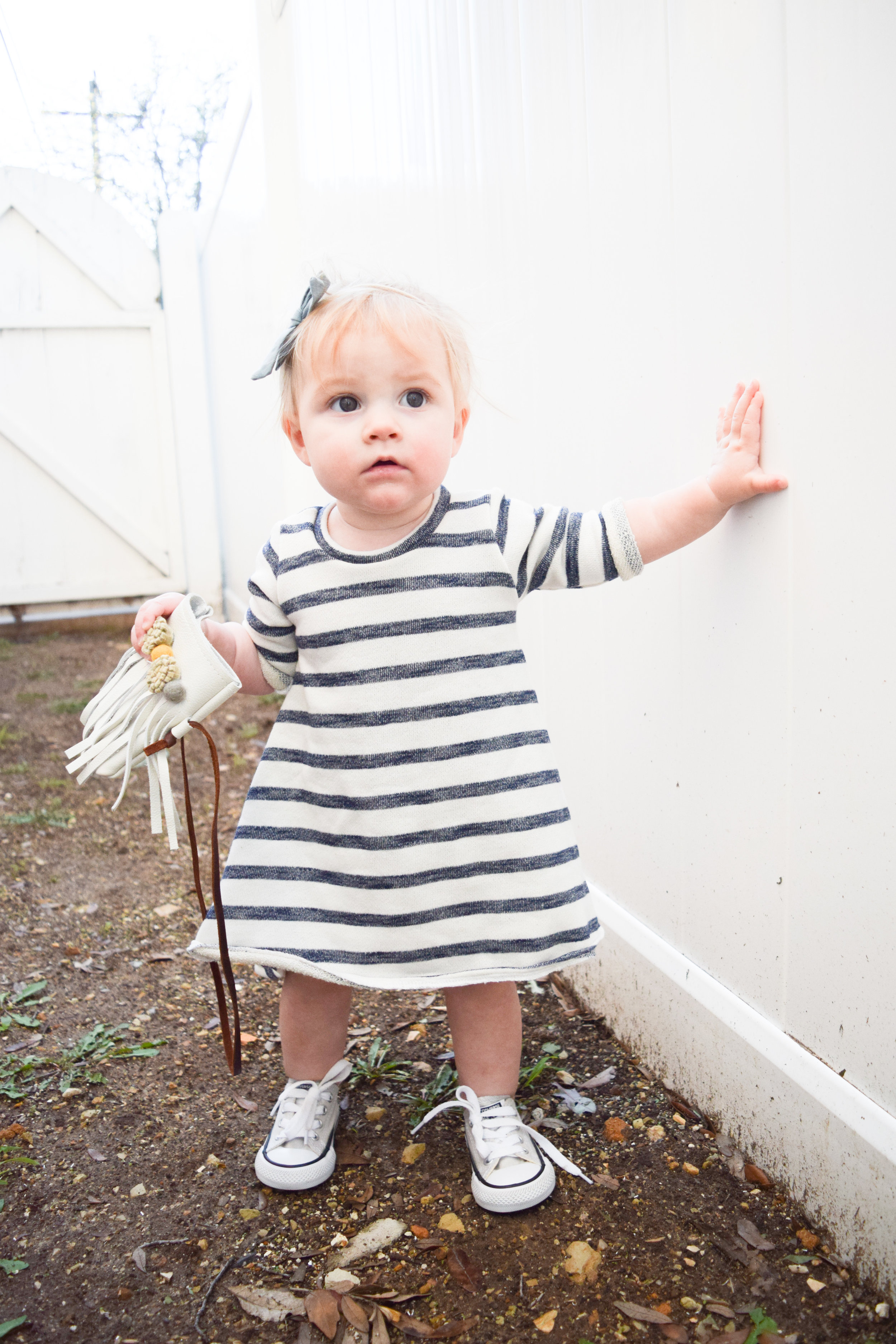 BABY FASHION | Navy + Cream Striped Terry Cloth Baby Dress - Perfectly Paisley Shop on Etsy