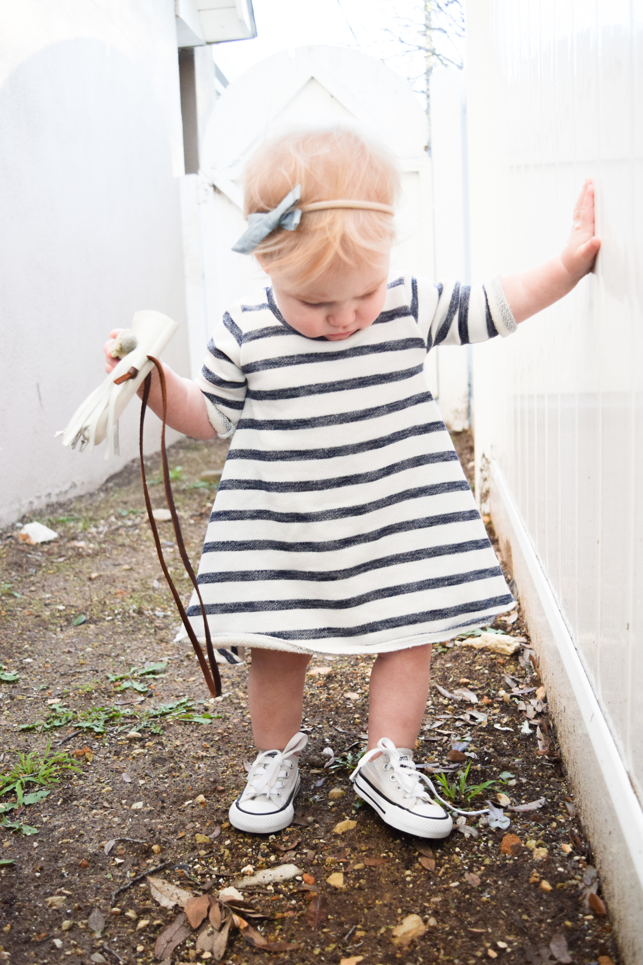 BABY FASHION | Navy + Cream Striped Terry Cloth Baby Dress - Perfectly Paisley Shop on Etsy