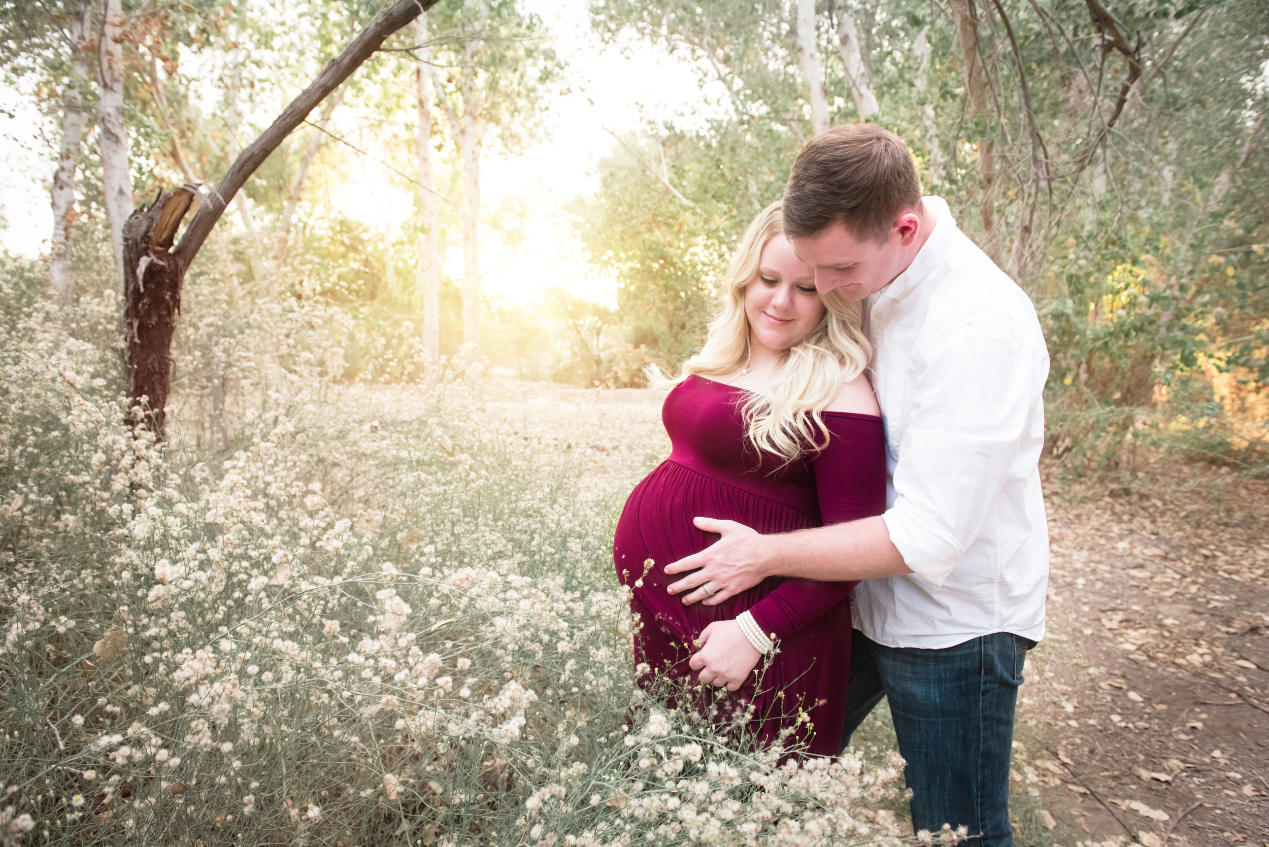 Forest Maternity Photos - Maroon Maternity Photo Dress - Reflecting Grace Photography