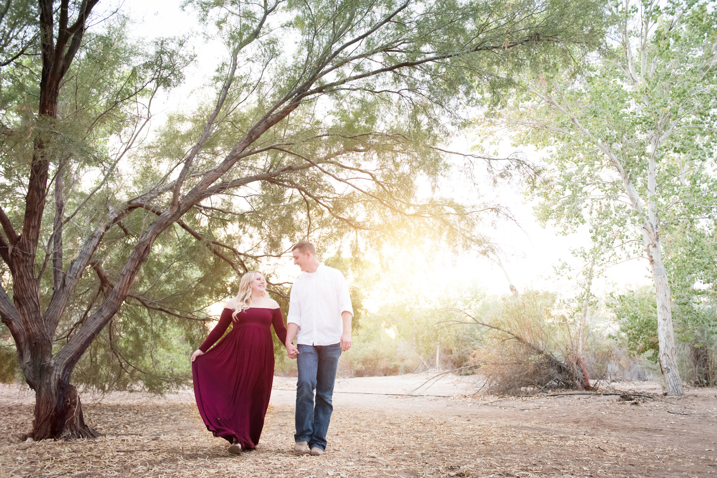 Forest Maternity Photos - Maroon Maternity Photo Dress - Reflecting Grace Photography
