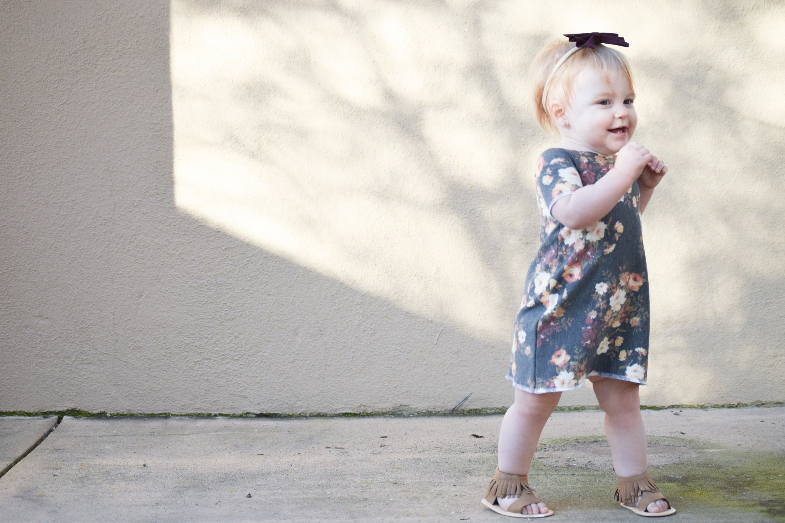 Baby Floral Off the Shoulder Dress - Baby Gladiator Sandals