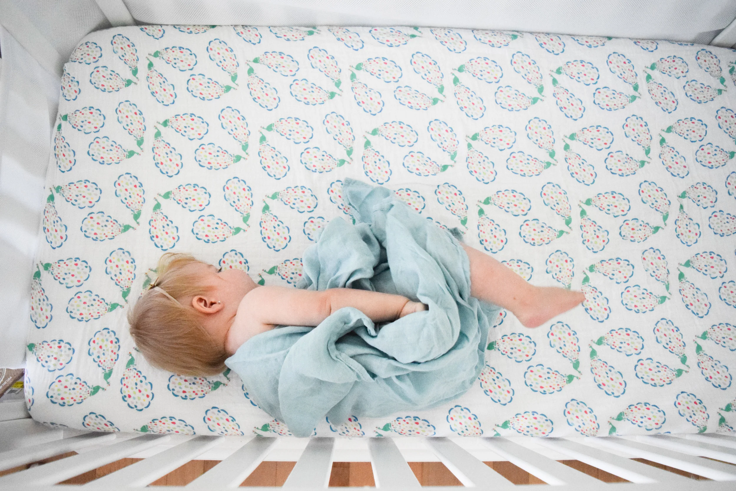 Soft Breathable Spring Crib Sheets + Swaddle Blankets -- Bebe Au Lait