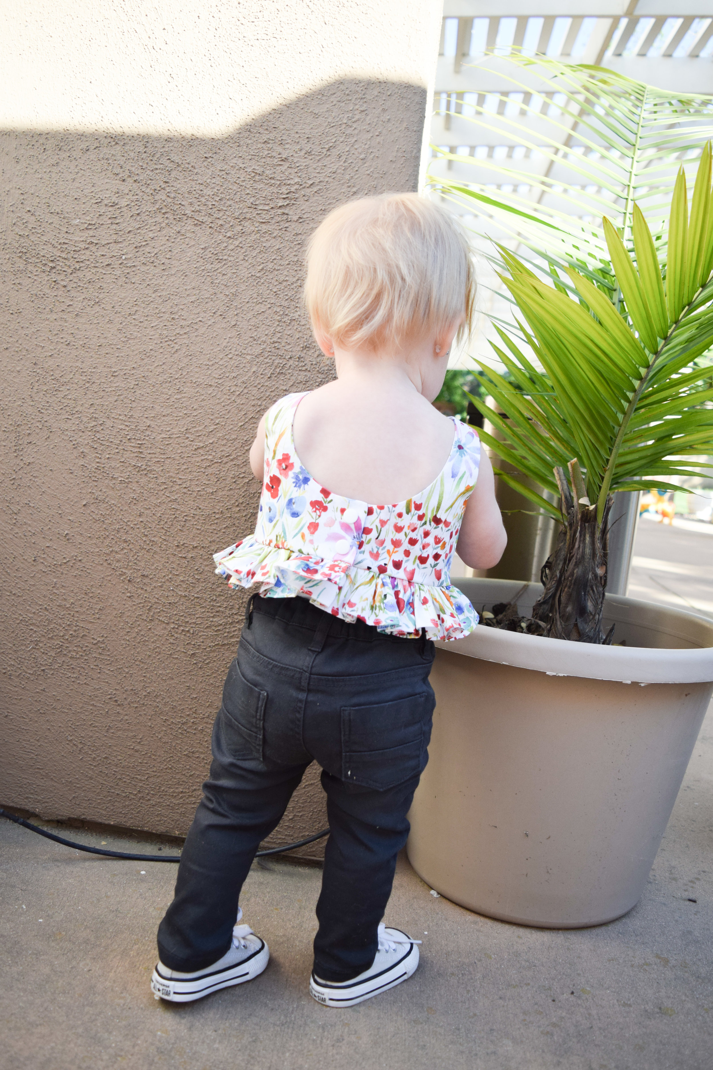 Baby Fashion - Baby Spring Floral Watercolor Crop Top - Baby Converse - Baby Skinny Jeans