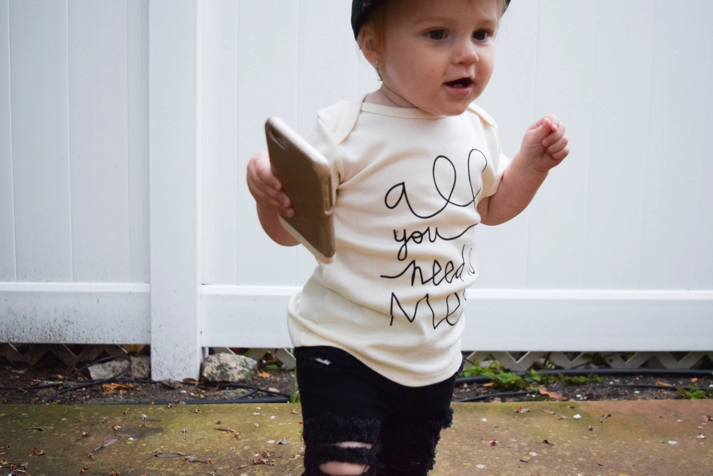 BABY FASHION | Unisex Baby Shirt, Baby Ripped Black Jeans, Baby Converse, Floral Baby Trucker Hat