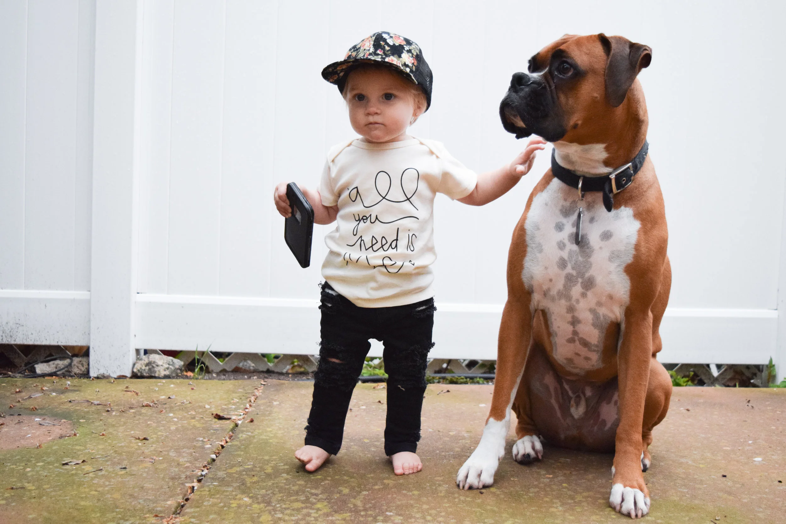 BABY FASHION | Unisex Baby Shirt, Baby Ripped Black Jeans, Baby Converse, Floral Baby Trucker Hat
