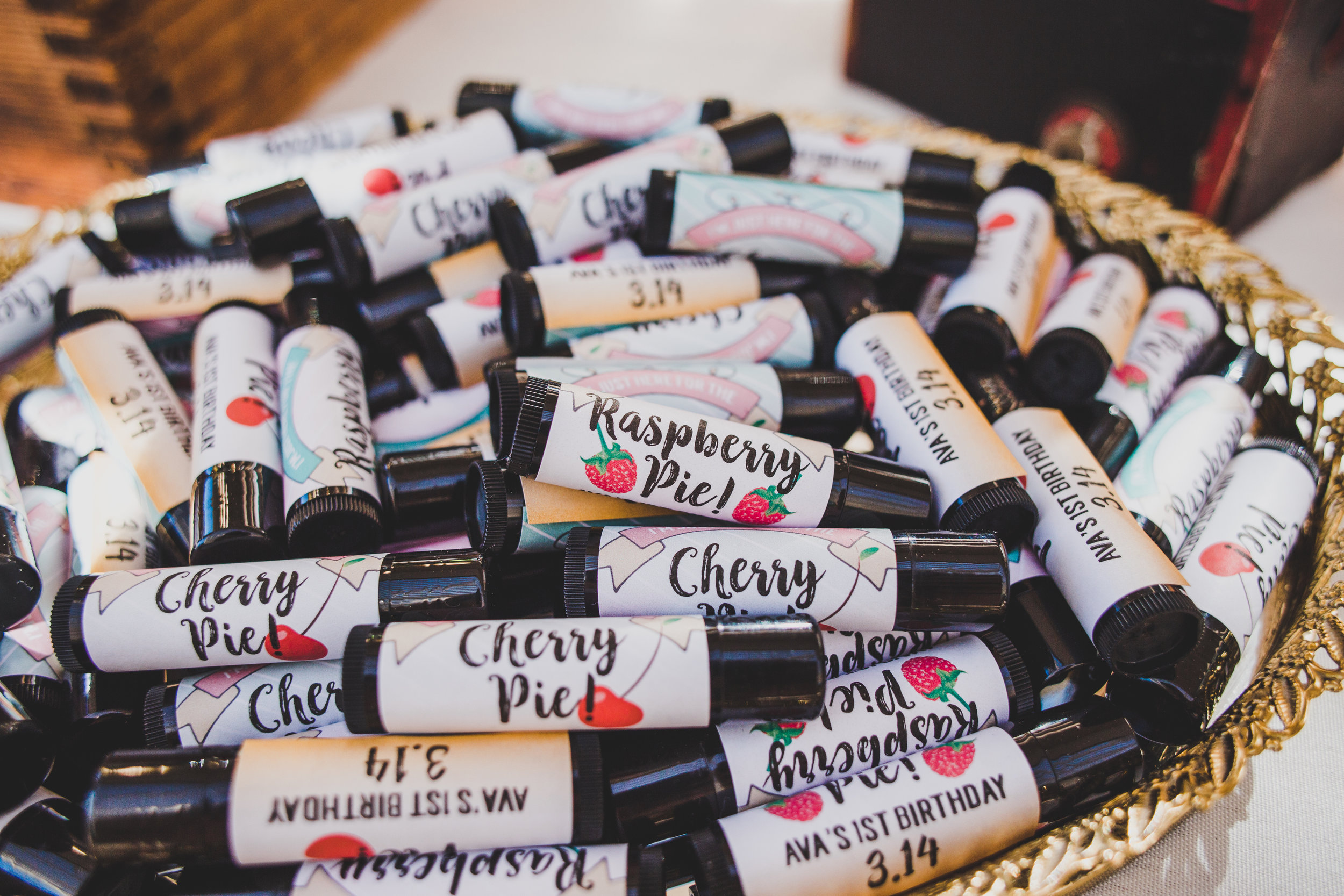 Personalized Chapstick First Birthday Favors - A Vintage Chic Pi Day Themed 1st Birthday Party