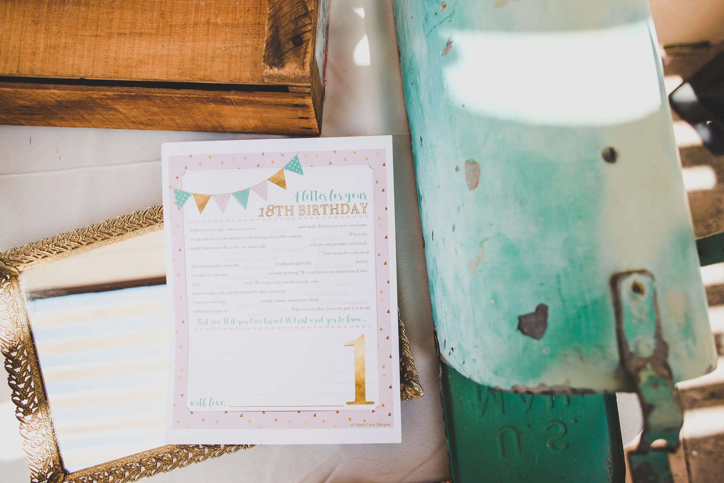 Birthday Party Mad Libs - Letters to Ava - A Vintage Chic Pi Day Themed 1st Birthday Party