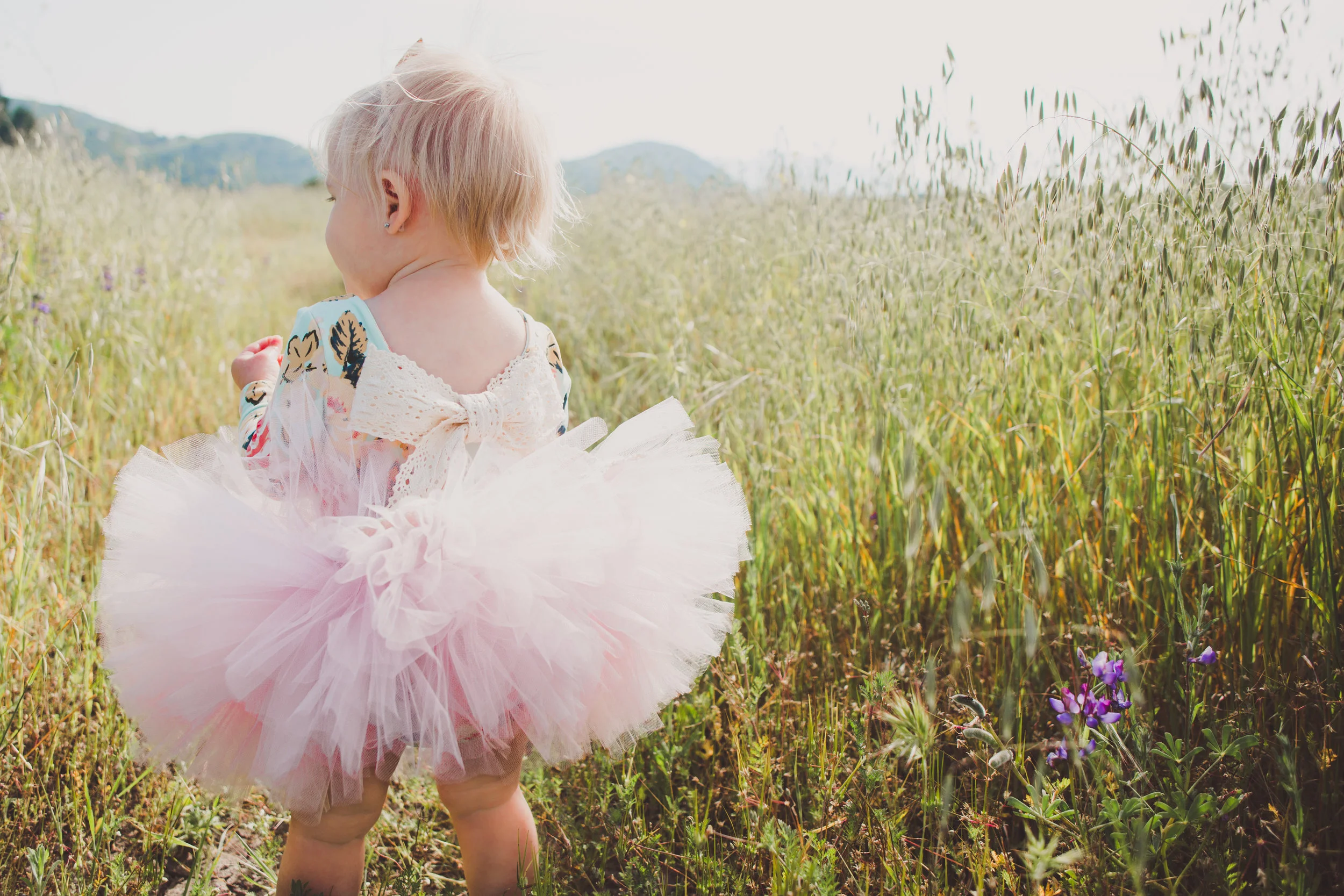 BABY FASHION | Mint Floral Baby Leotard with a Big Crochet Lace Bow