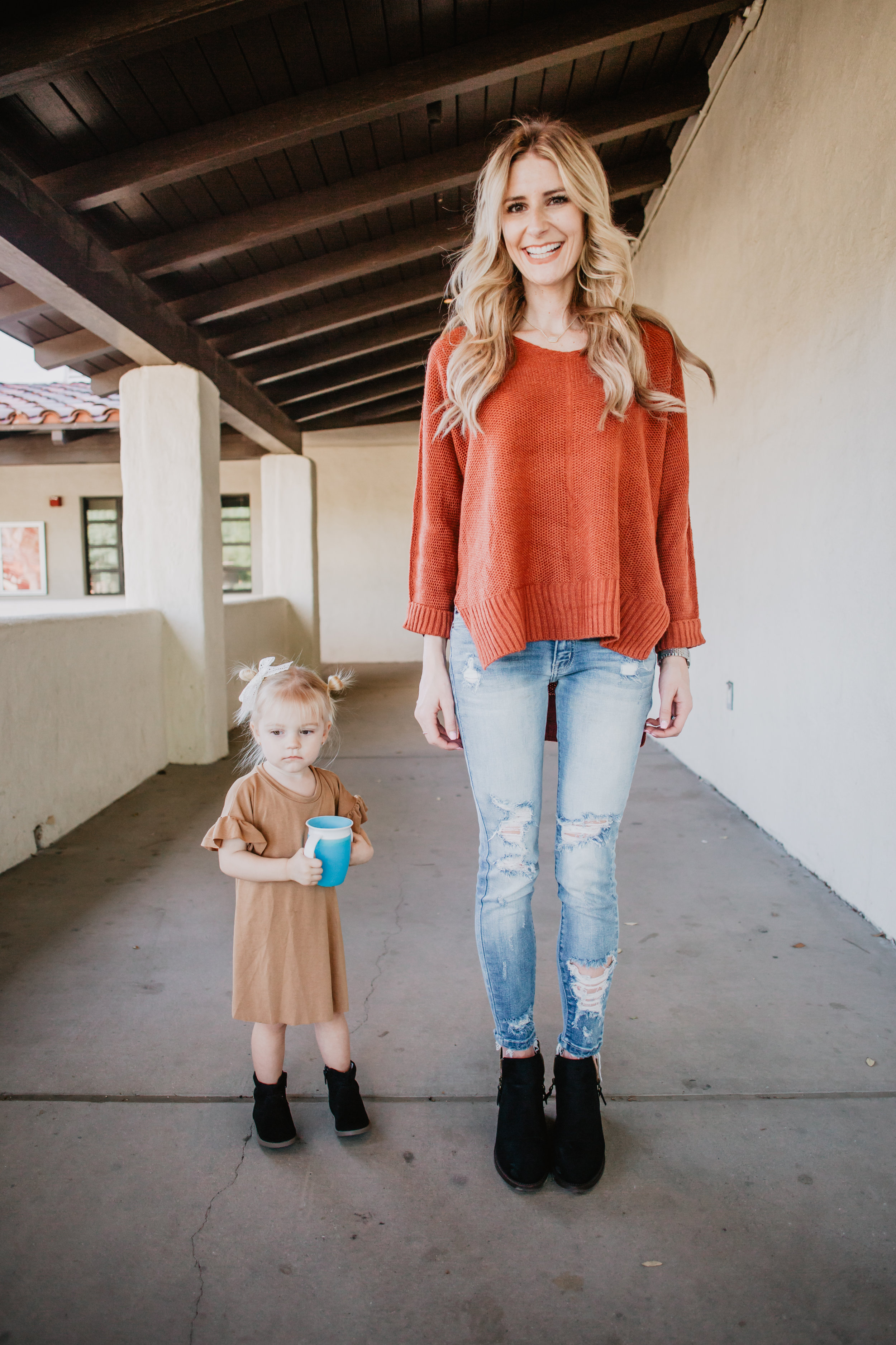 OOTD | Knit Sweaters + Baby T-Shirt Dresses — The Overwhelmed Mommy Blog