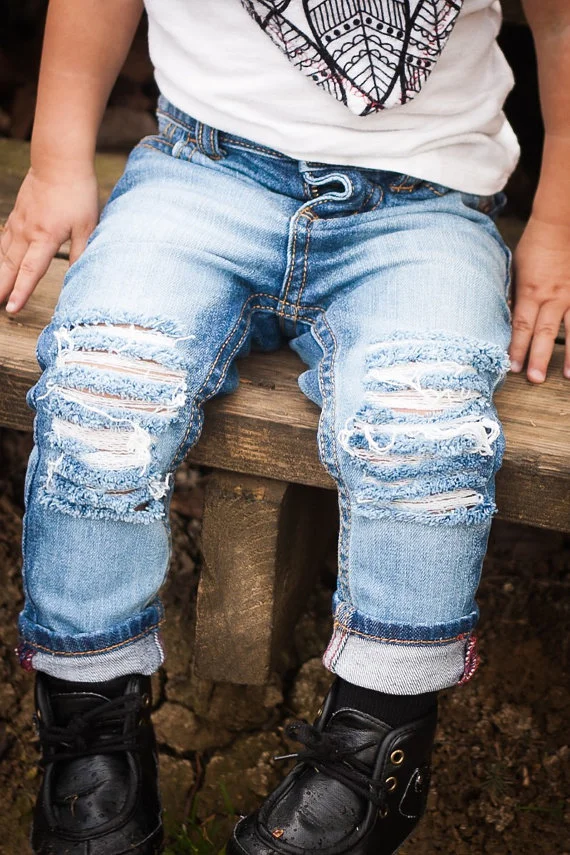 kids distressed denim