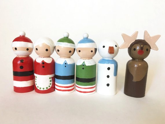 Personalized Wooden Peg Dolls - Toddler Girl Holiday Christmas Gift Ideas Unique - The Overwhelmed Mommy Blogger