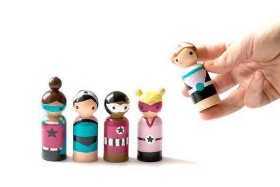 Personalized Wooden Peg Dolls - Toddler Girl Holiday Christmas Gift Ideas Unique - The Overwhelmed Mommy Blogger