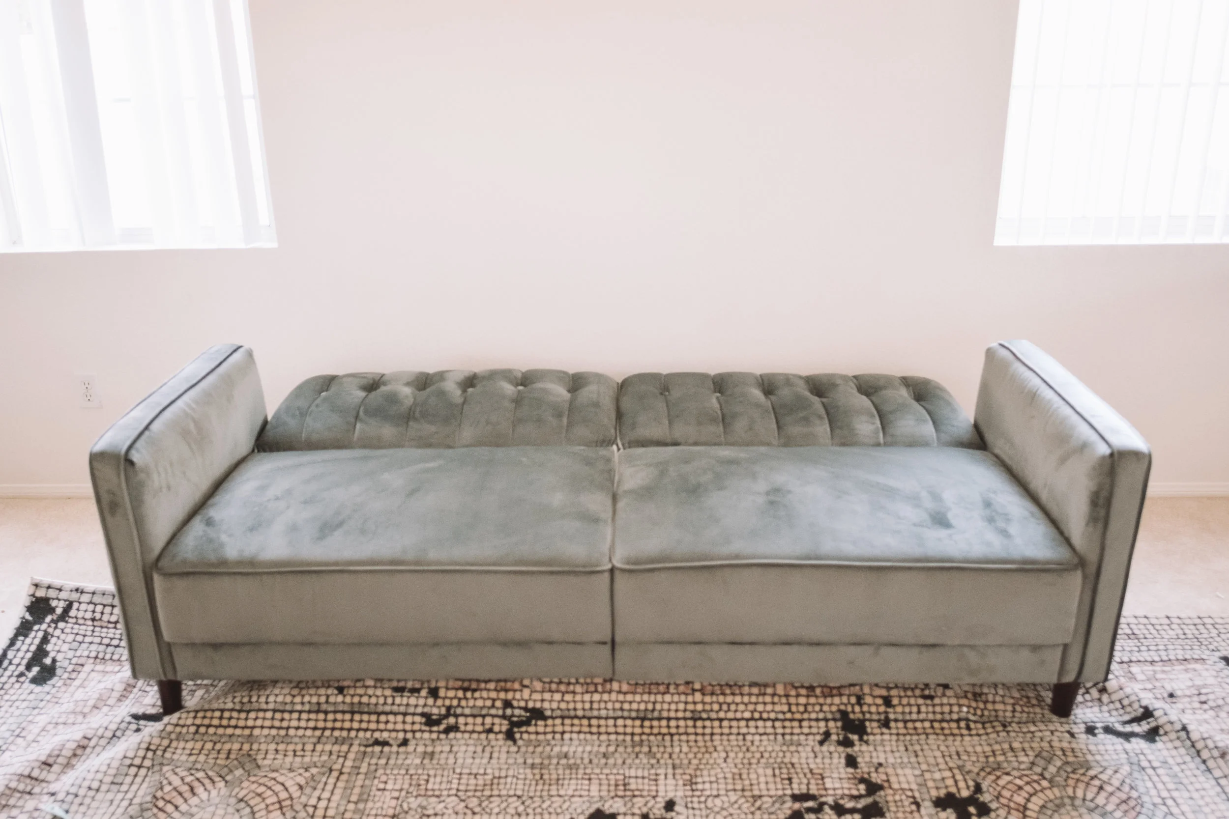 Grey Velvet Formal Living Room Couches - Living Room Front ... Front view of modern living room.