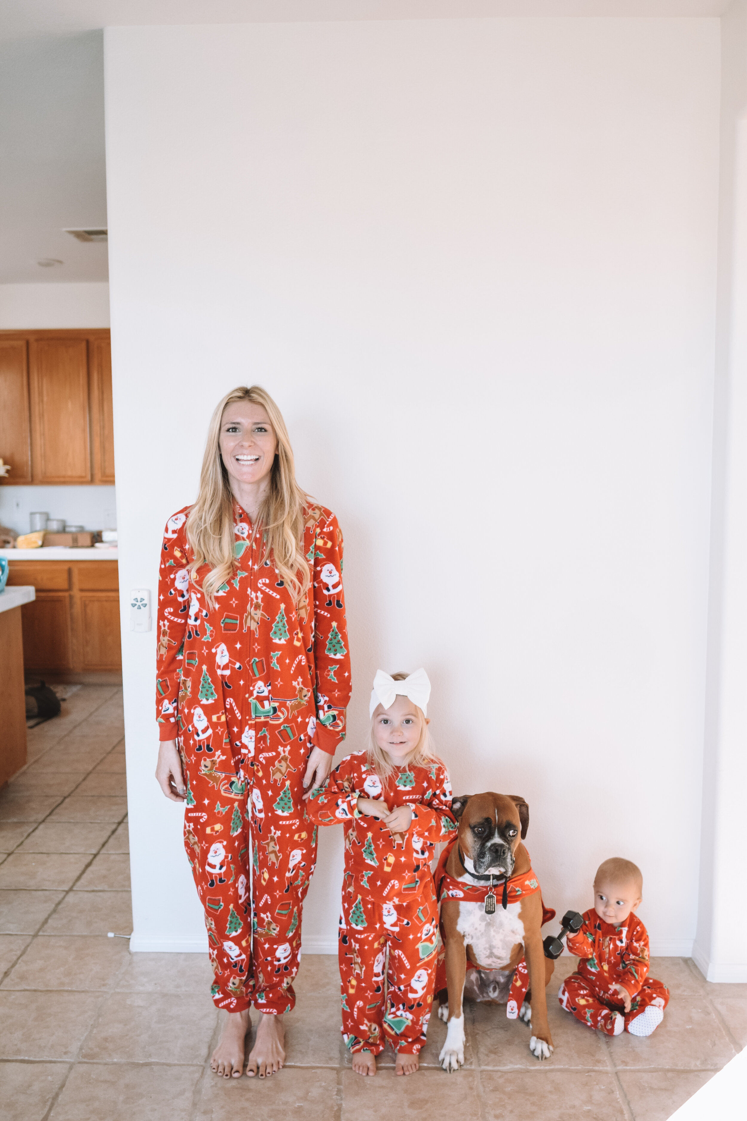 Family Holiday Pajamas with Dog
