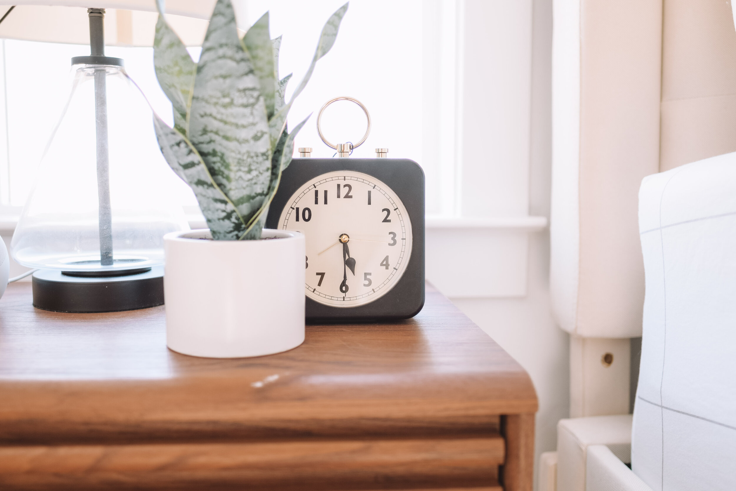 Nightstand Decor - Faux Snake Plant - The Overwhelmed Mommy