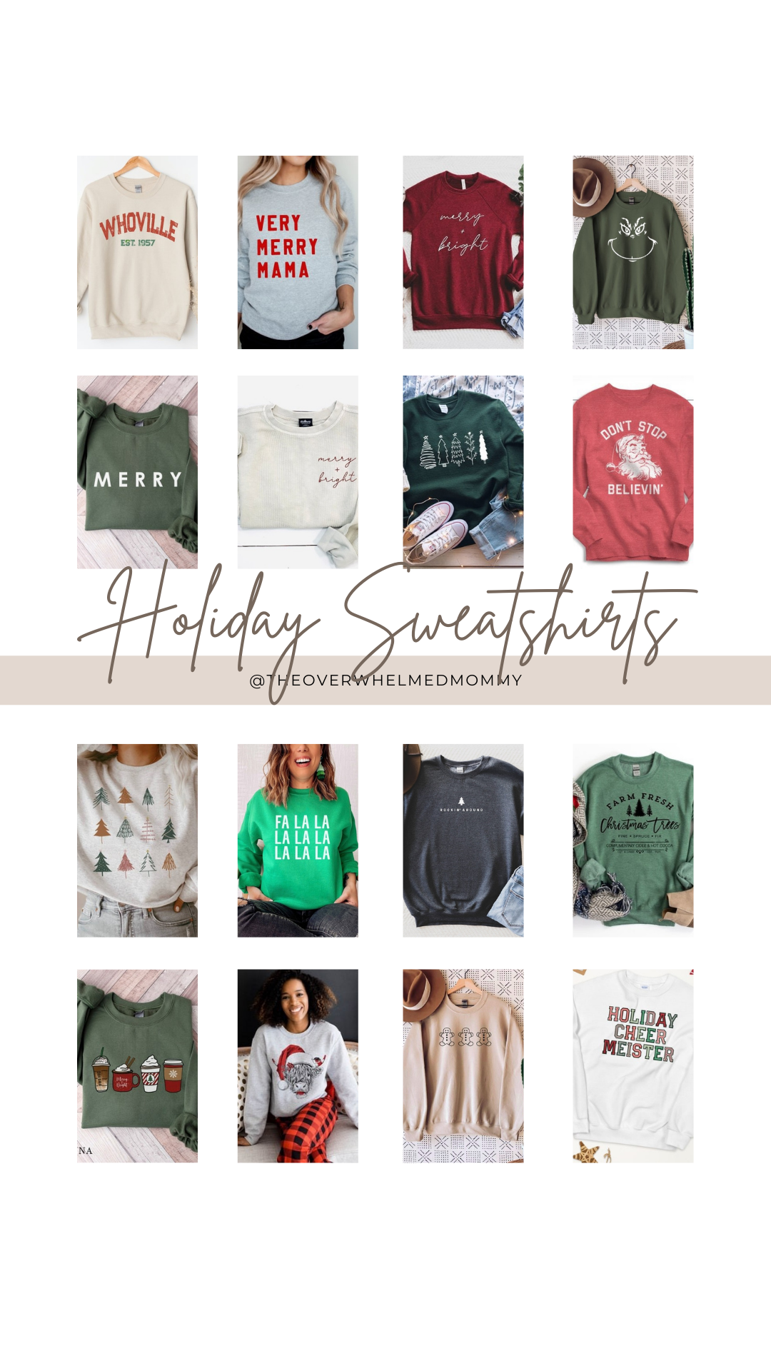 Adult Women's Holiday Sweatshirts - The Overwhelmed Mommy Blogger