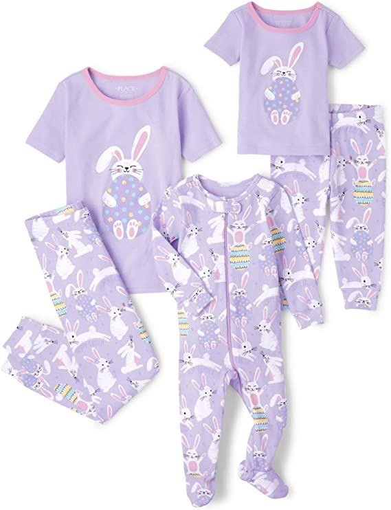  Tebbis Easter Trendy Purple Bunny Pajamas for Little