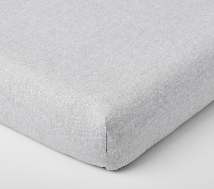 Belgian Linen Crib Fitted Sheet, Gray