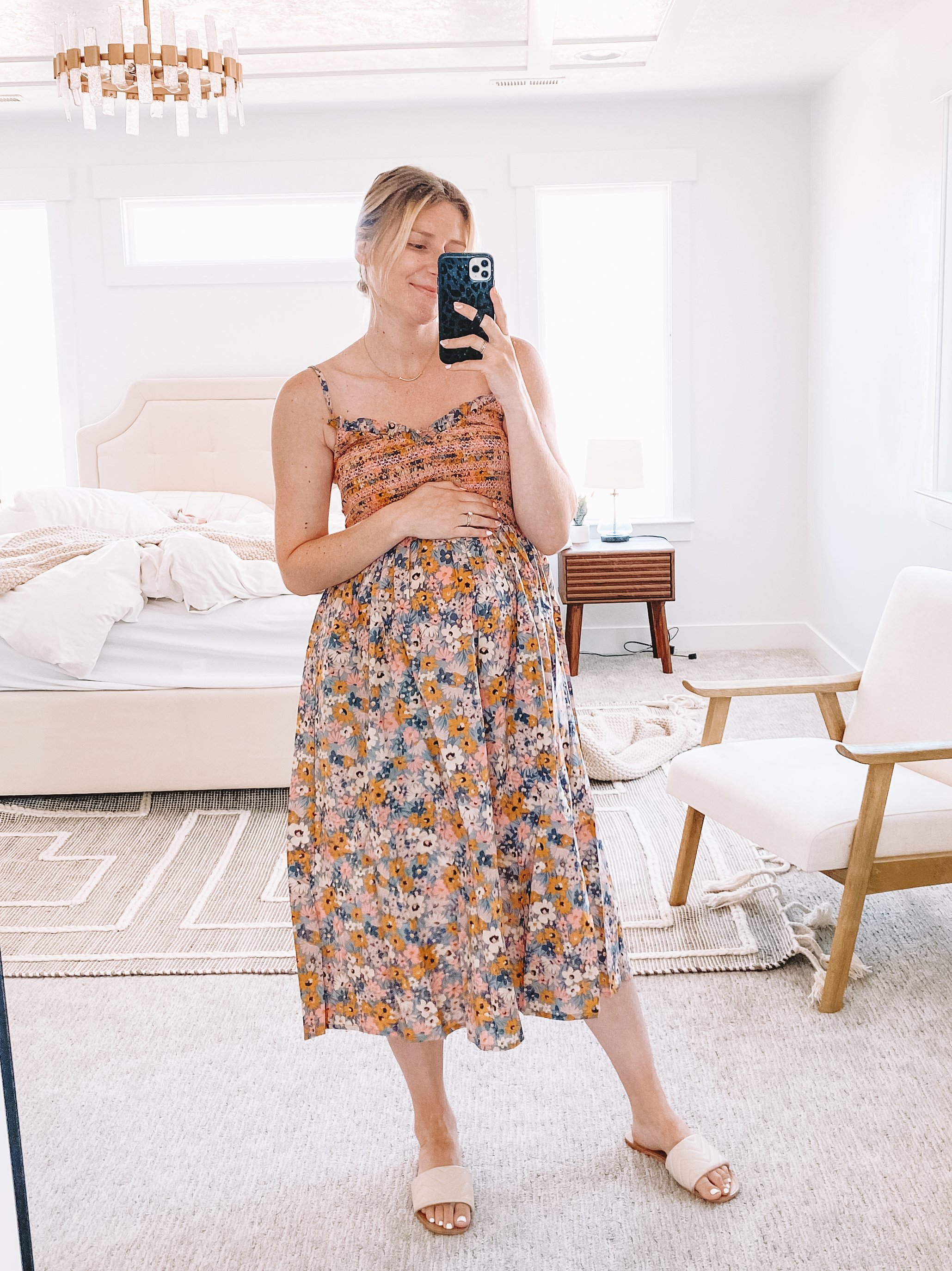 Floral Midi Dress - Bump Friendly Dress for Summer