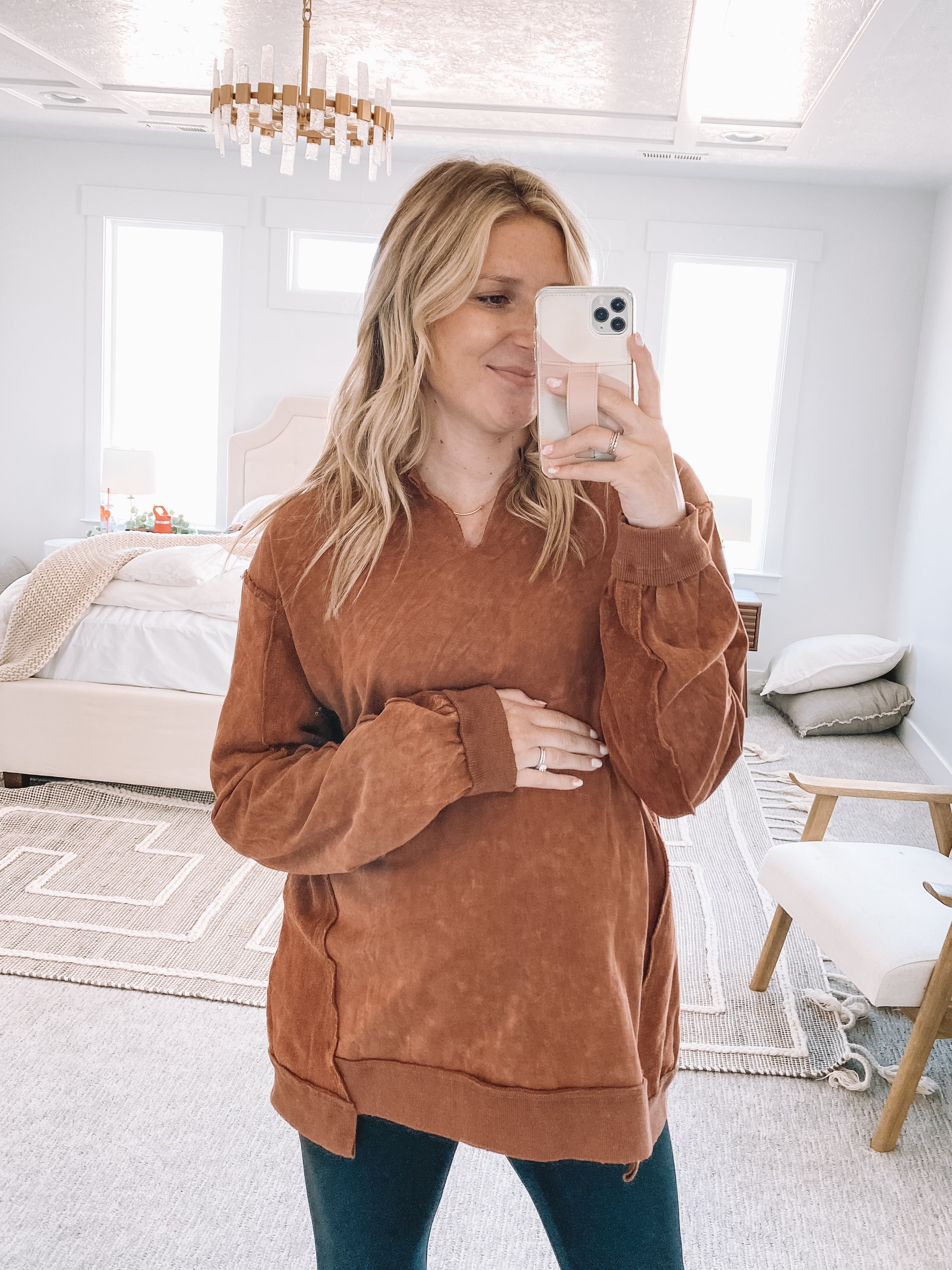 Rust Sweater - Bump-Friendly Fall Outfits