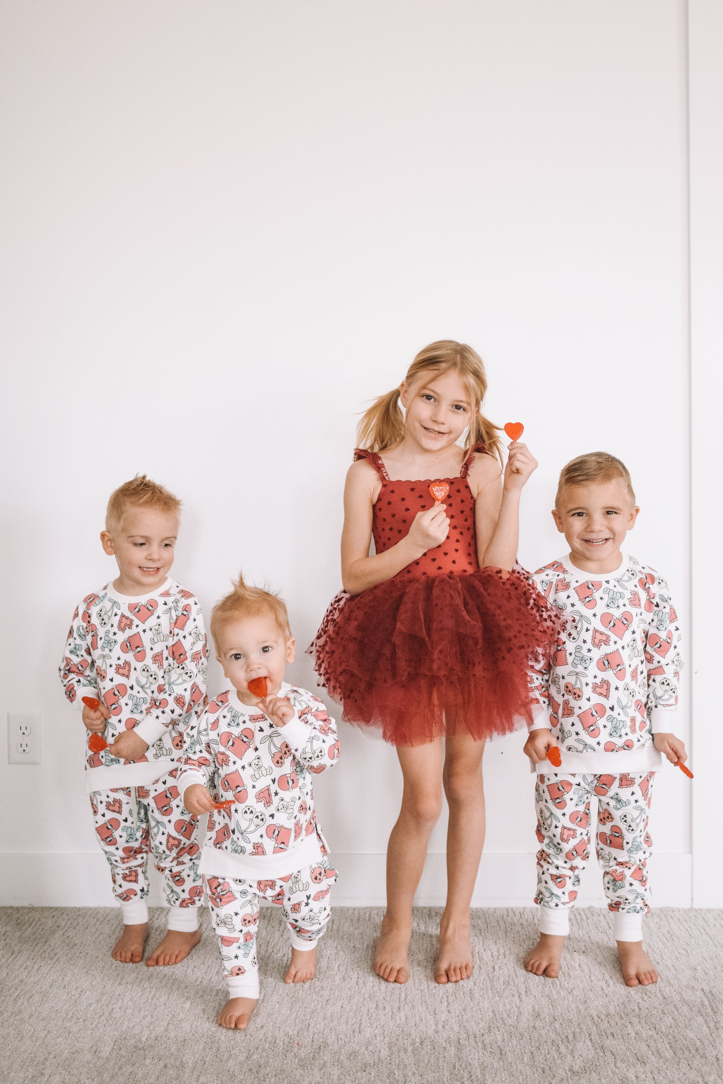 Kids Valentine's Day Sweatsuits &amp; Red Tutu - Bums &amp; Roses