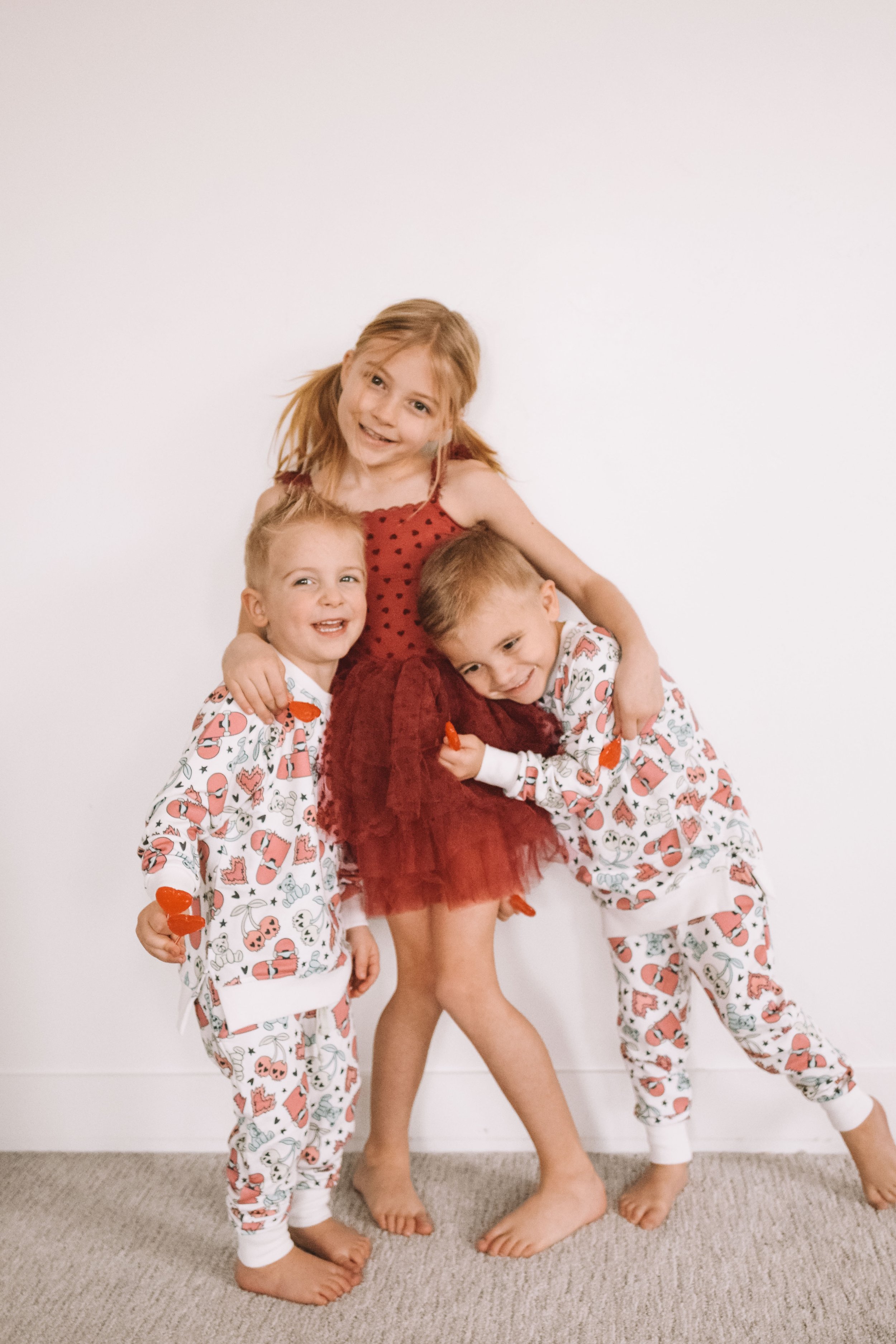 Kids Valentine's Day Sweatsuits &amp; Red Tutu - Bums &amp; Roses